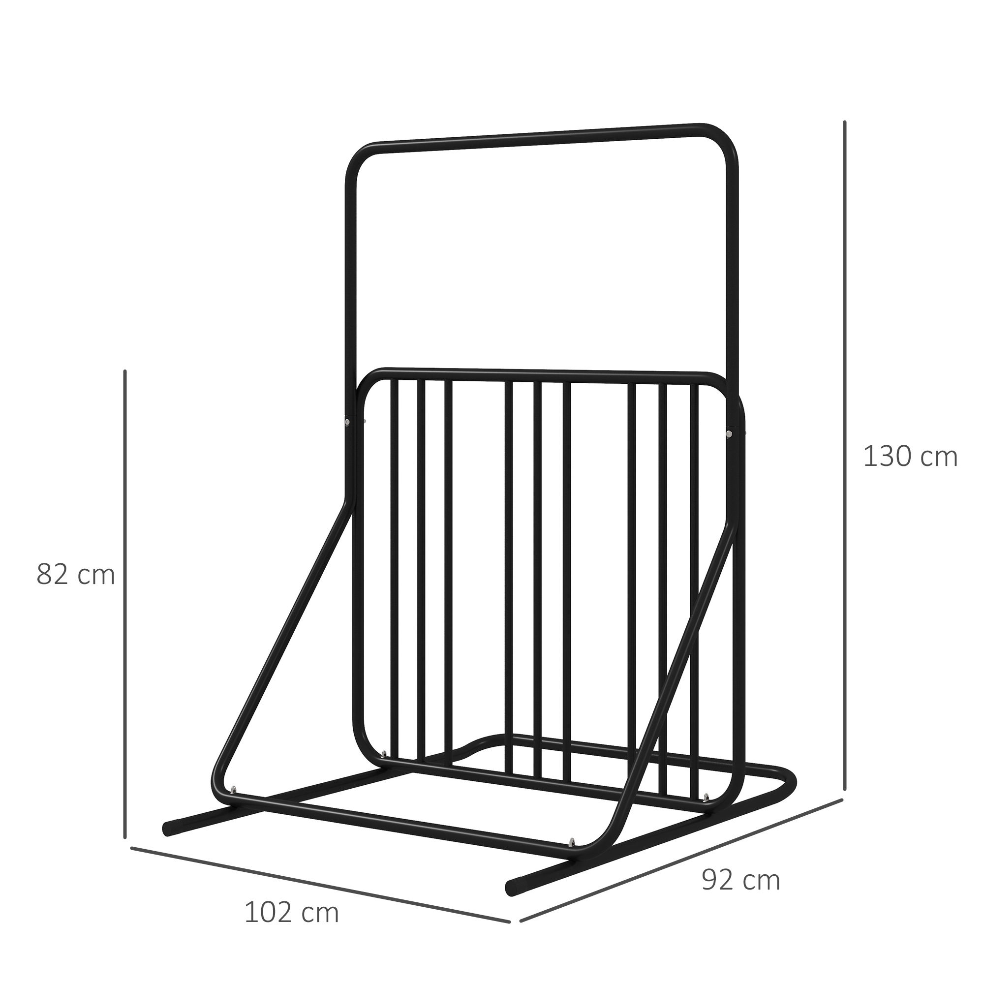 Fahrradständer für 4 Fahrräder, wetterbeständig, zusätzliche Halterung, 102 x 92 x 130 cm, Schwarz