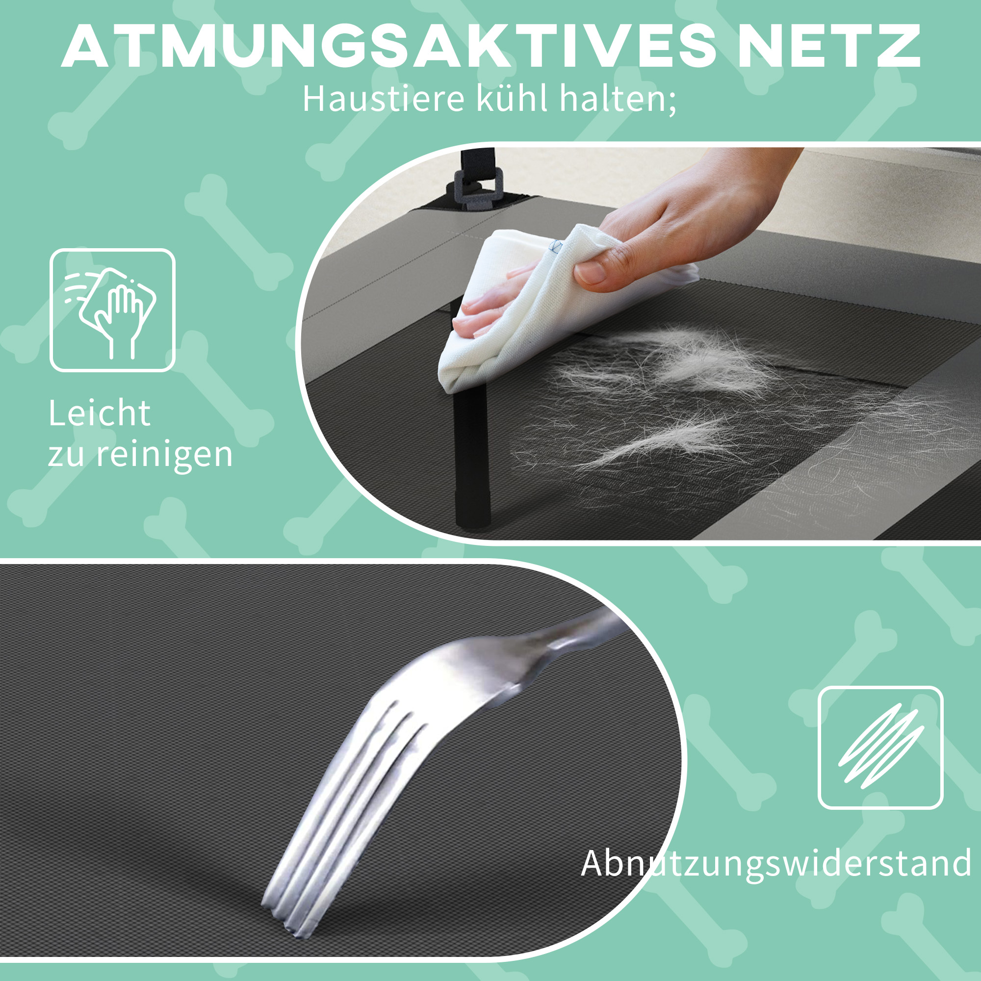 Hundebett mit Dach, atmungsaktiv, wasserabweisend, bis 30 kg, 91 x 76 x 89 cm, Hellgrau