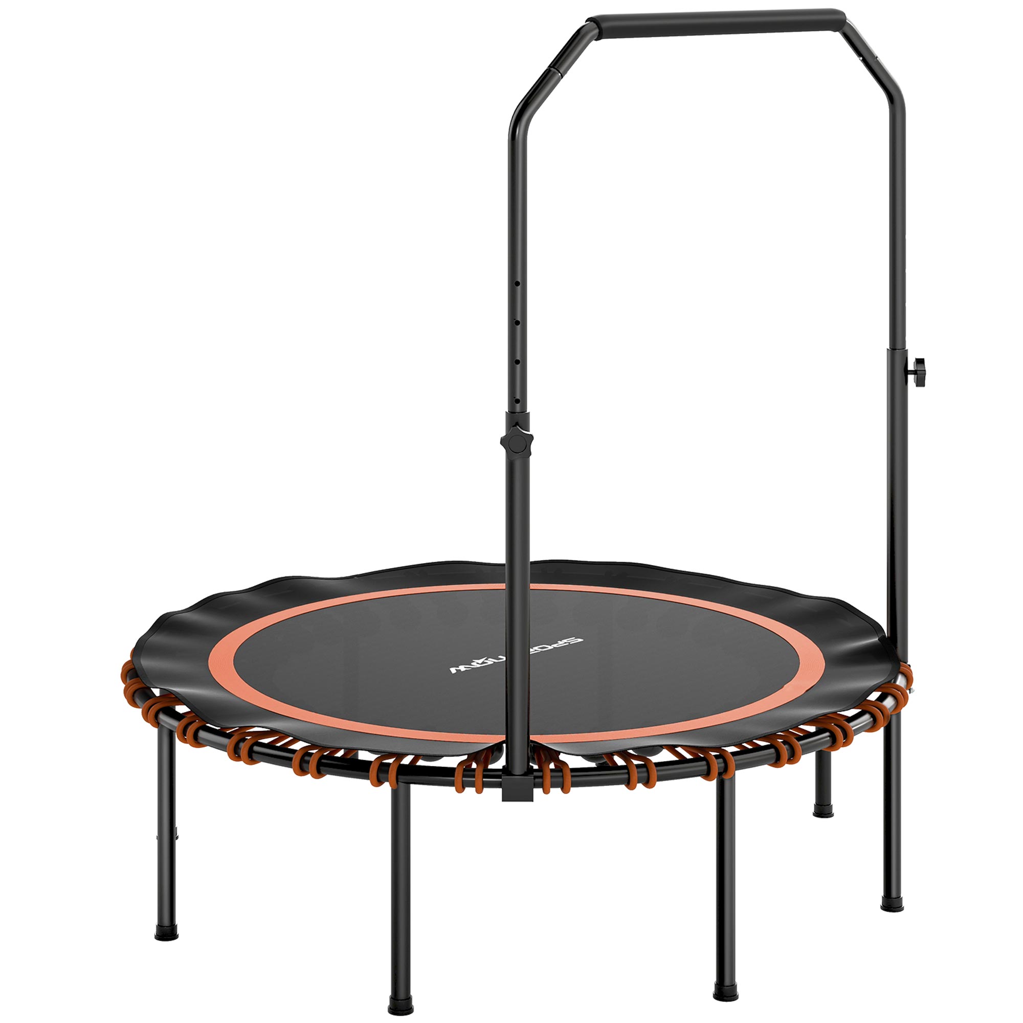 Fitness-Trampolin mit verstellbarem Handlauf, Sport-Trampolin für drinnen und draußen, Stahl, Kunststoff, Orange Fitness-Trampolin mit verstellbarem Handlauf, Sport-Trampolin für drinnen und draußen, Stahl, Kunststoff, Orange