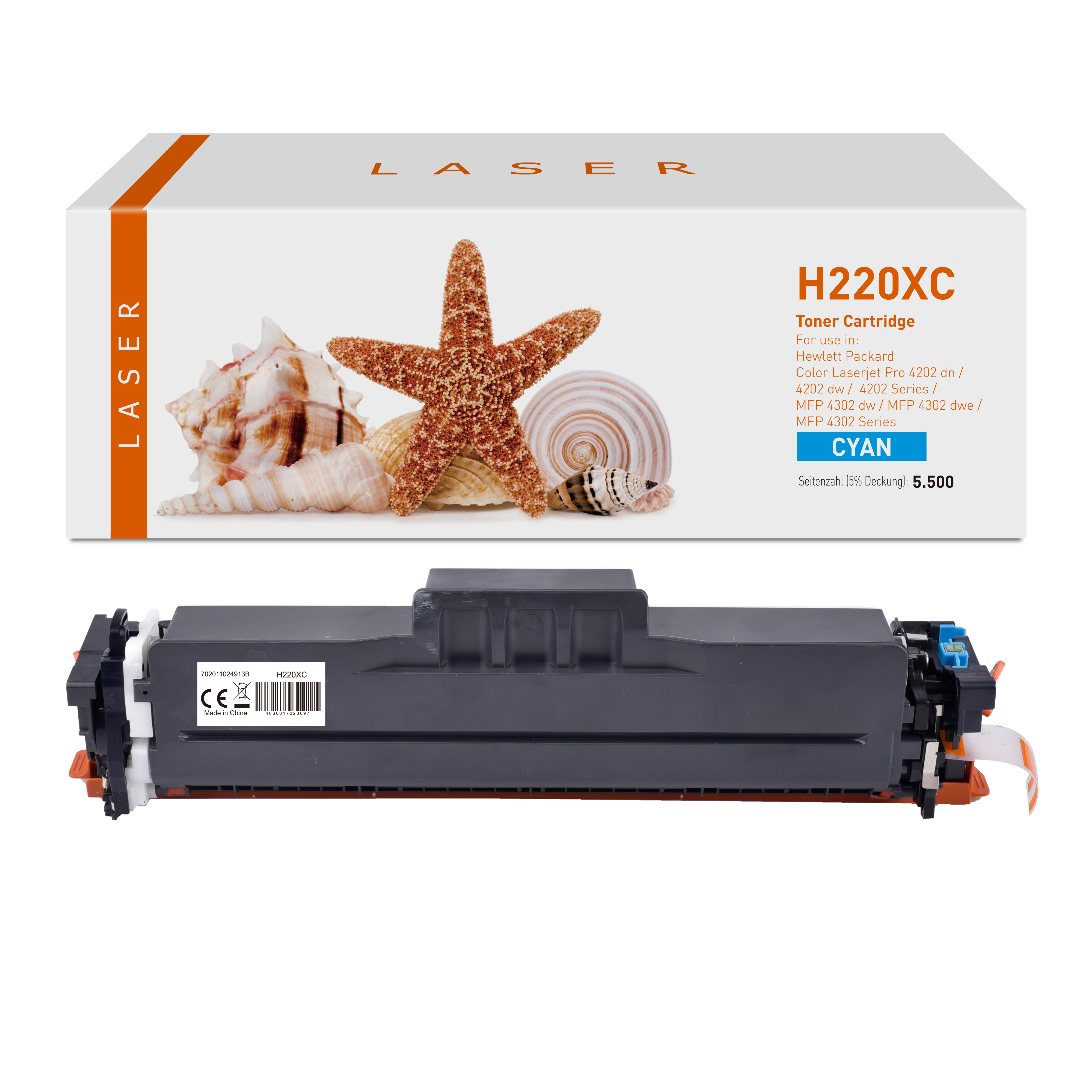 220XC alternativ Toner Cyan für HP / W2201X / 5.500 Seiten
