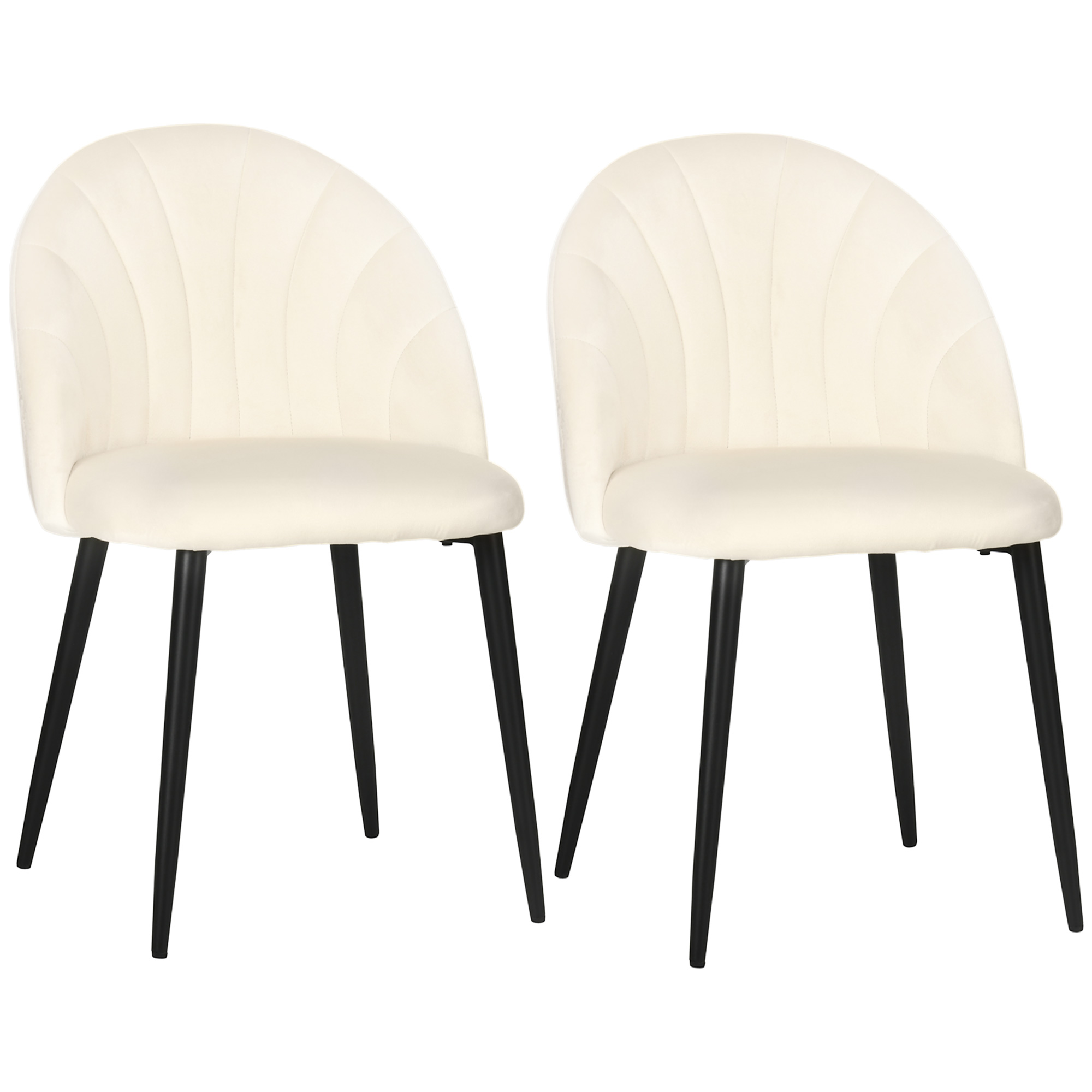 2er-Set Esszimmerstühle im Skandi-Design, Küchenstühle, Samptoptik, Creme + Schwarz 2er-Set Esszimmerstühle im Skandi-Design, Küchenstühle, Samptoptik, Creme + Schwarz