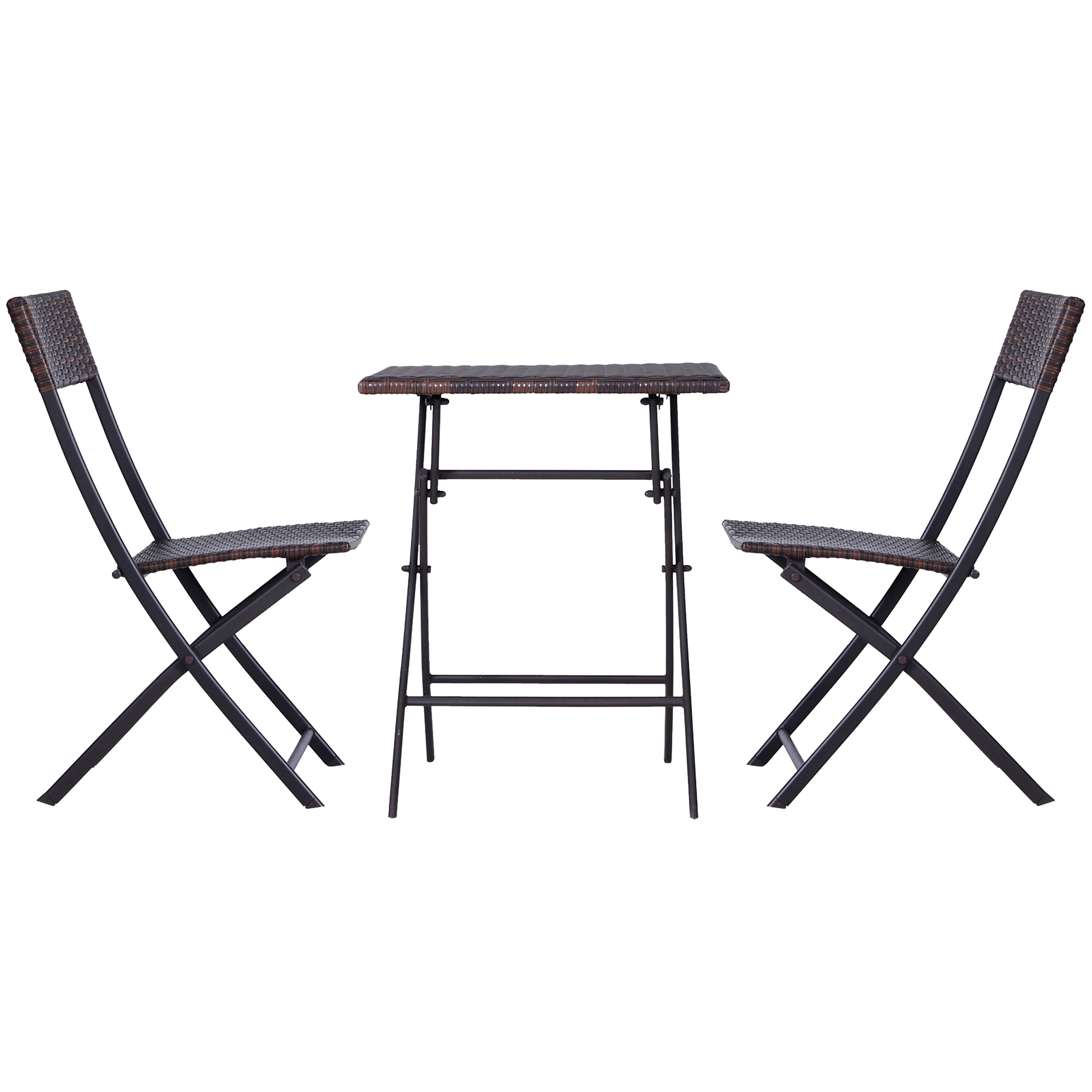 Polyrattan Bistroset für 2 Personen Sitzgruppe Rattan Gartenmöbel Set Garnitur Braun Polyrattan Bistroset für 2 Personen Sitzgruppe Rattan Gartenmöbel Set Garnitur Braun