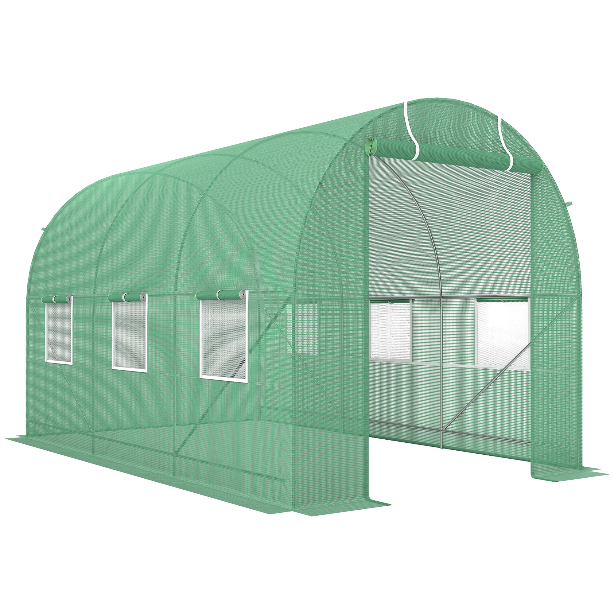 Gewächshaus 350x200x200cm Foliengewächshaus Tomatenhaus mit Tür, 6 Fenster, Folientunnel aus verzinktem Stahl, PE, stabiles Treibhaus Pflanztunnel, inkl, Erdanker & Seilen, Grün Gewächshaus 350x200x200cm Foliengewächshaus Tomatenhaus mit Tür, 6 Fenster, Folientunnel aus verzinktem Stahl, PE, stabiles Treibhaus Pflanztunnel, inkl, Erdanker & Seilen, Grün