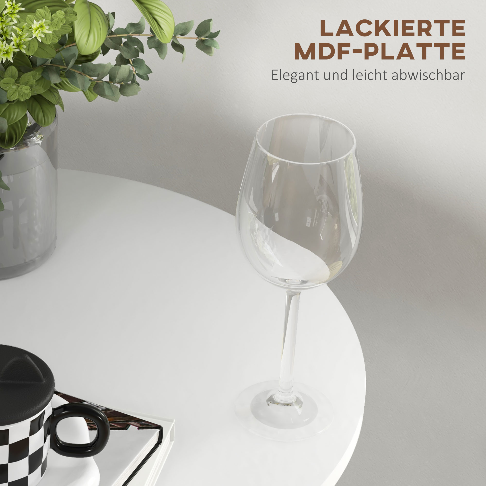 Bartisch Stehtisch, Tisch für 2 Personen, 60 x 60 x 102 cm, Weiß
