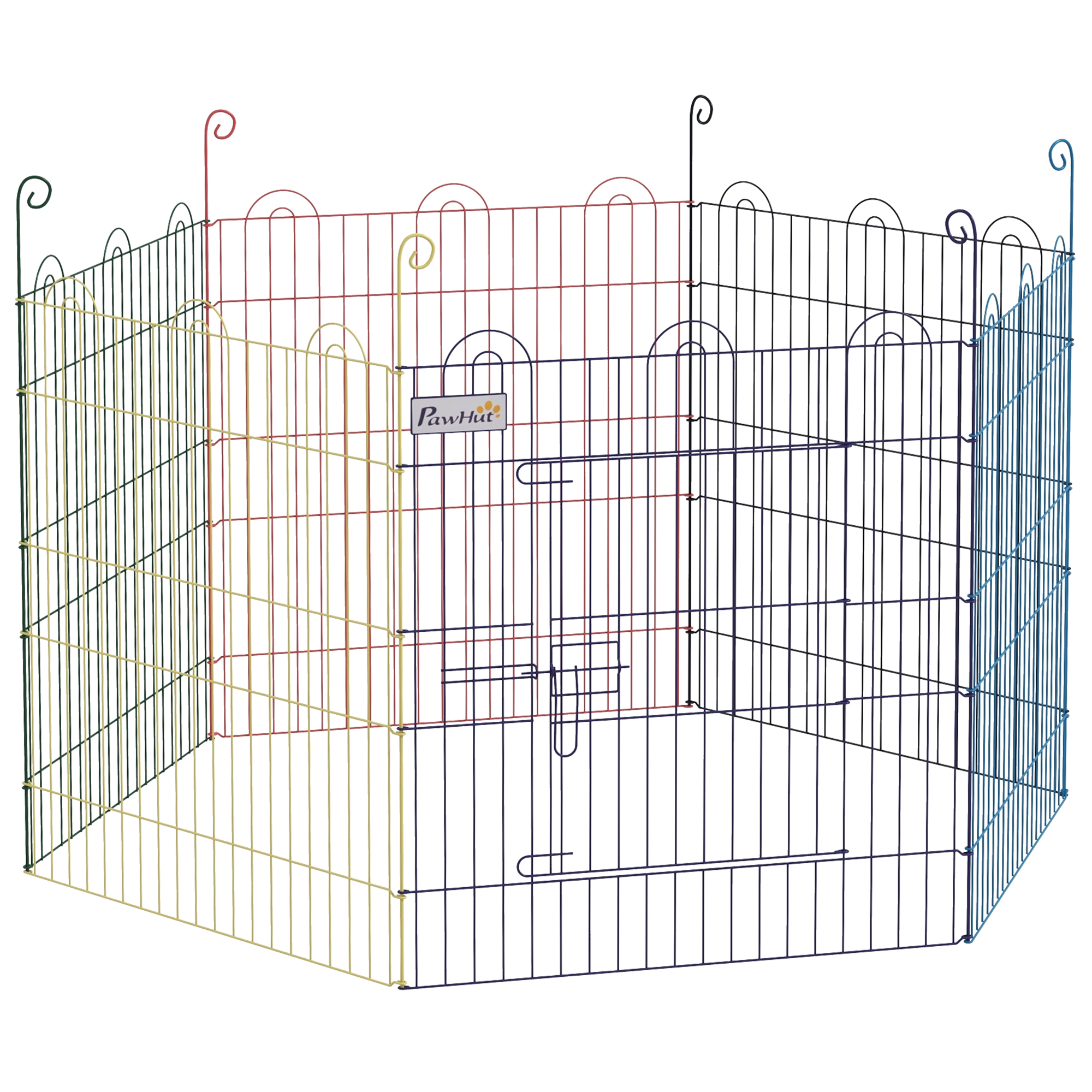 Freilaufgehege, Welpenauslauf, modulares Design, verriegelbar, Metall, Ø120x60H cm, Bunt Freilaufgehege, Welpenauslauf, modulares Design, verriegelbar, Metall, Ø120x60H cm, Bunt