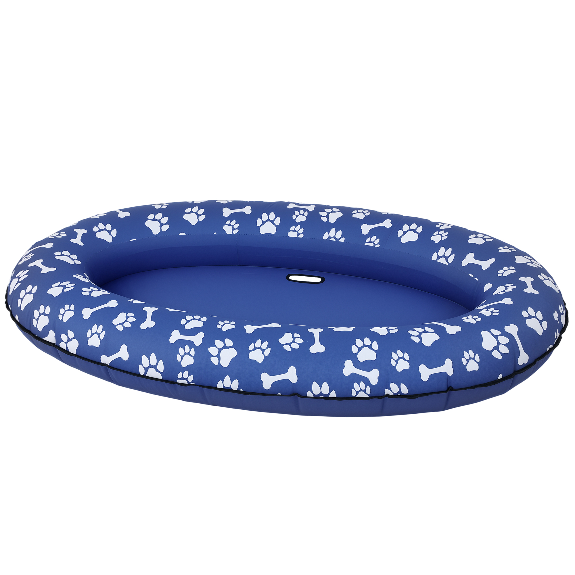 Aufblasbares Schlauchboot Hunde Faltbare Schwimmende Wassermatte Hund mit Griff für Hunde bis 40kg 155x104x25cm Blau