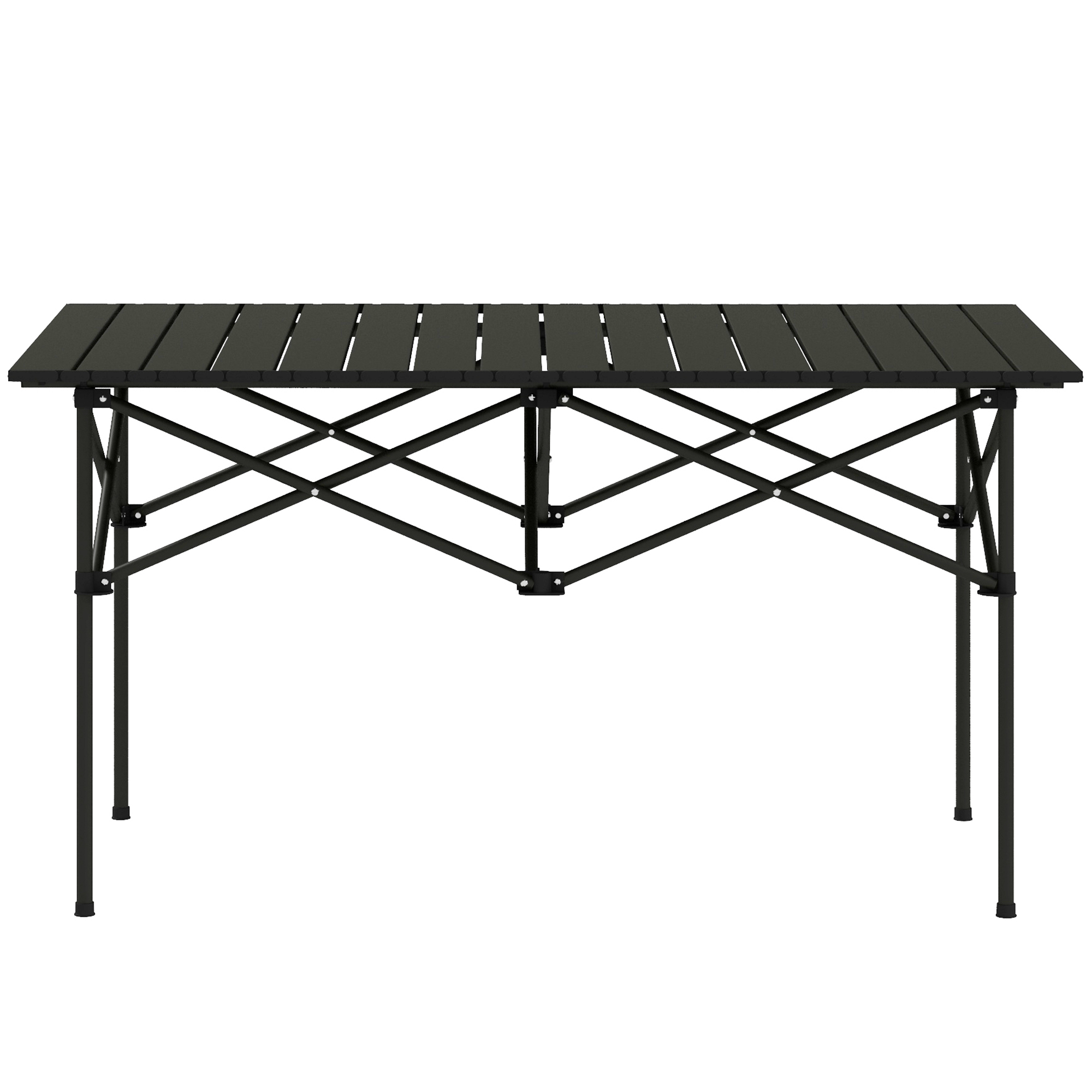 Campingtisch Klapptisch mit Aufrollbare Tischplatte Gartentisch aus Aluminium 2 Personen 95 x 55cm Schwarz