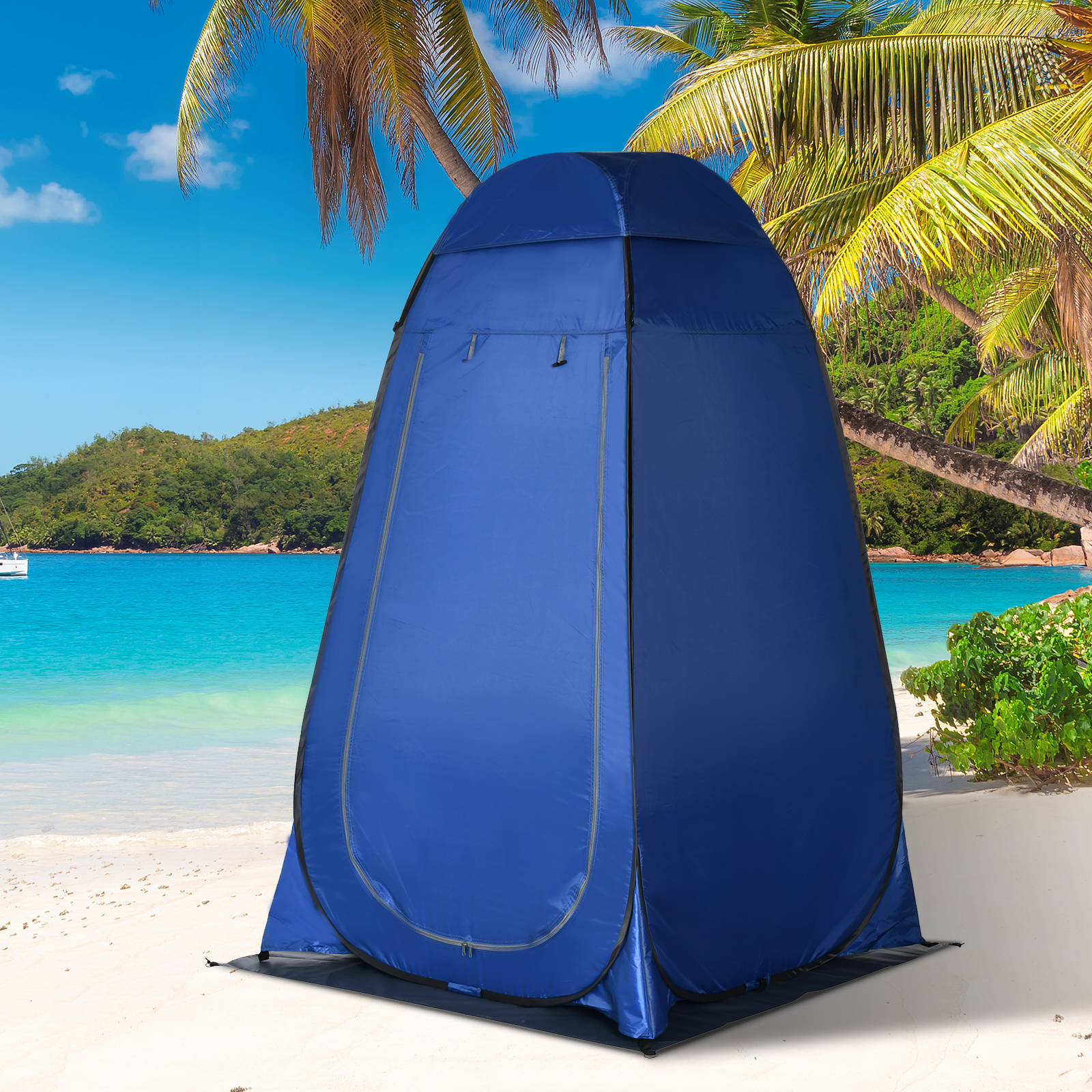 Pop up Duschzelt Toilettenzelt Camping Umkleidezelt mit Tragetasche Mobile Outdoor Toilette Umkleidekabine Lagerzelt Dunkelblau 126 x 124 x 189 cm