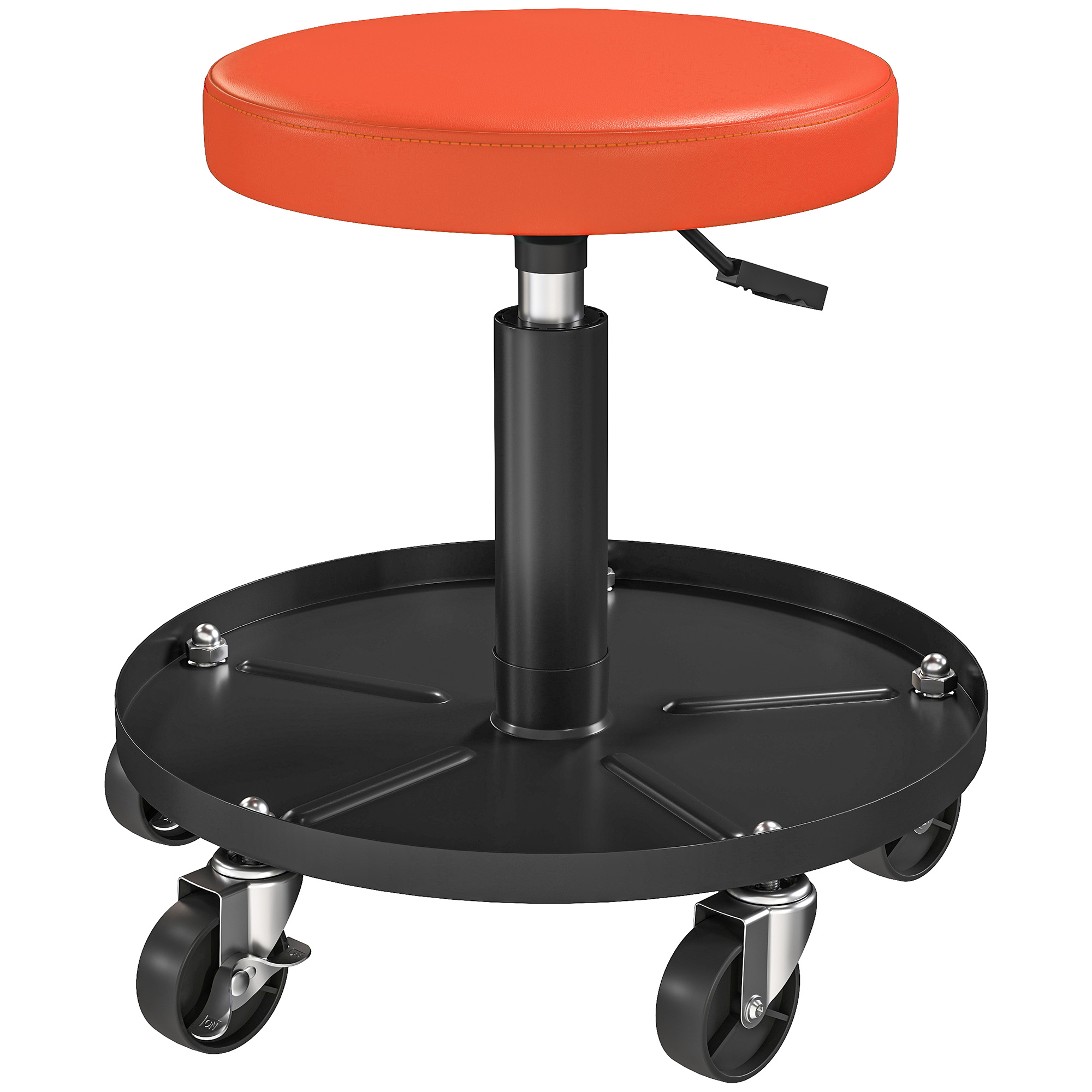 Werkstatthocker mit Rollen Ablagefläche höhenverstellbar 38-50cm bis 135 kg belastbar Orange Werkstatthocker mit Rollen Ablagefläche höhenverstellbar 38-50cm bis 135 kg belastbar Orange