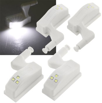 LED Schrankleuchte, 4er-Set, Batteriebetrieb, Drucksensor für Türen