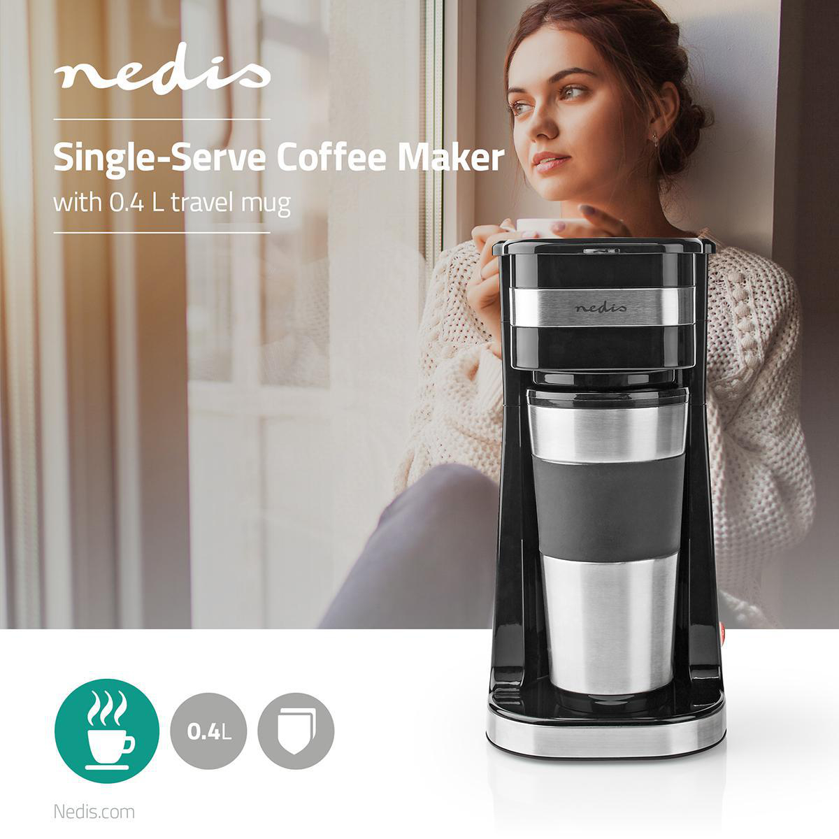 Kaffeemaschine | Filter Kaffee | 0.4 l | 1 Tassen | schwarz / Silber