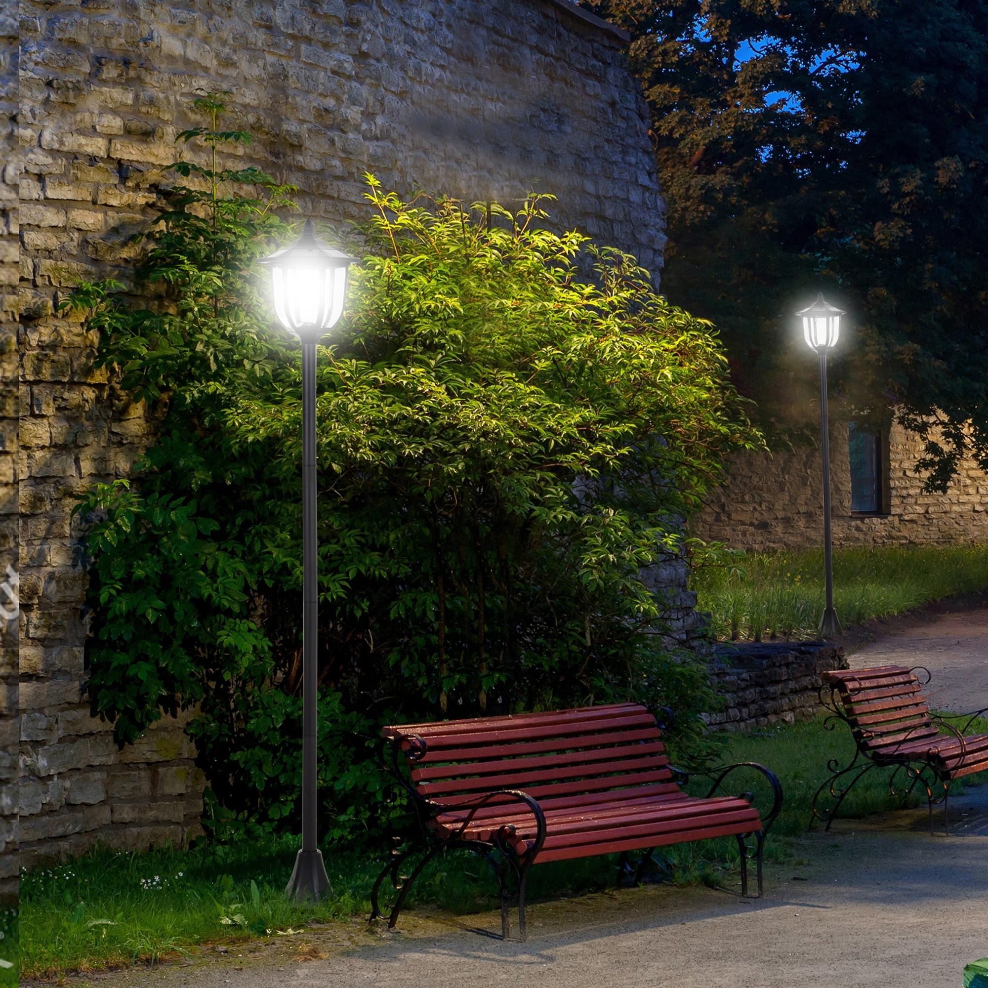Solar LED Gartenlaterne, Laterne aus Kunststoff, Außenleuchte für Innen und Außen 177 cm hoch, Gartenleuchte, 30/60 Lumen, für Garten Balkon Deko Schwarz