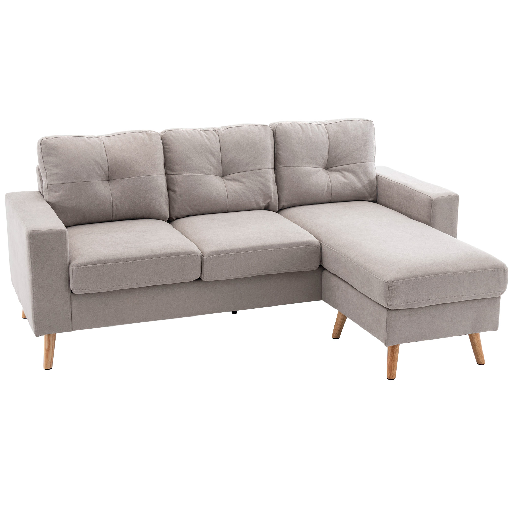 3-Sitzer-Ecksofa, Leinenoptik, Wendbare Chaiselongue, 193x136x85 cm, Hellgrau 3-Sitzer-Ecksofa, Leinenoptik, Wendbare Chaiselongue, 193x136x85 cm, Hellgrau