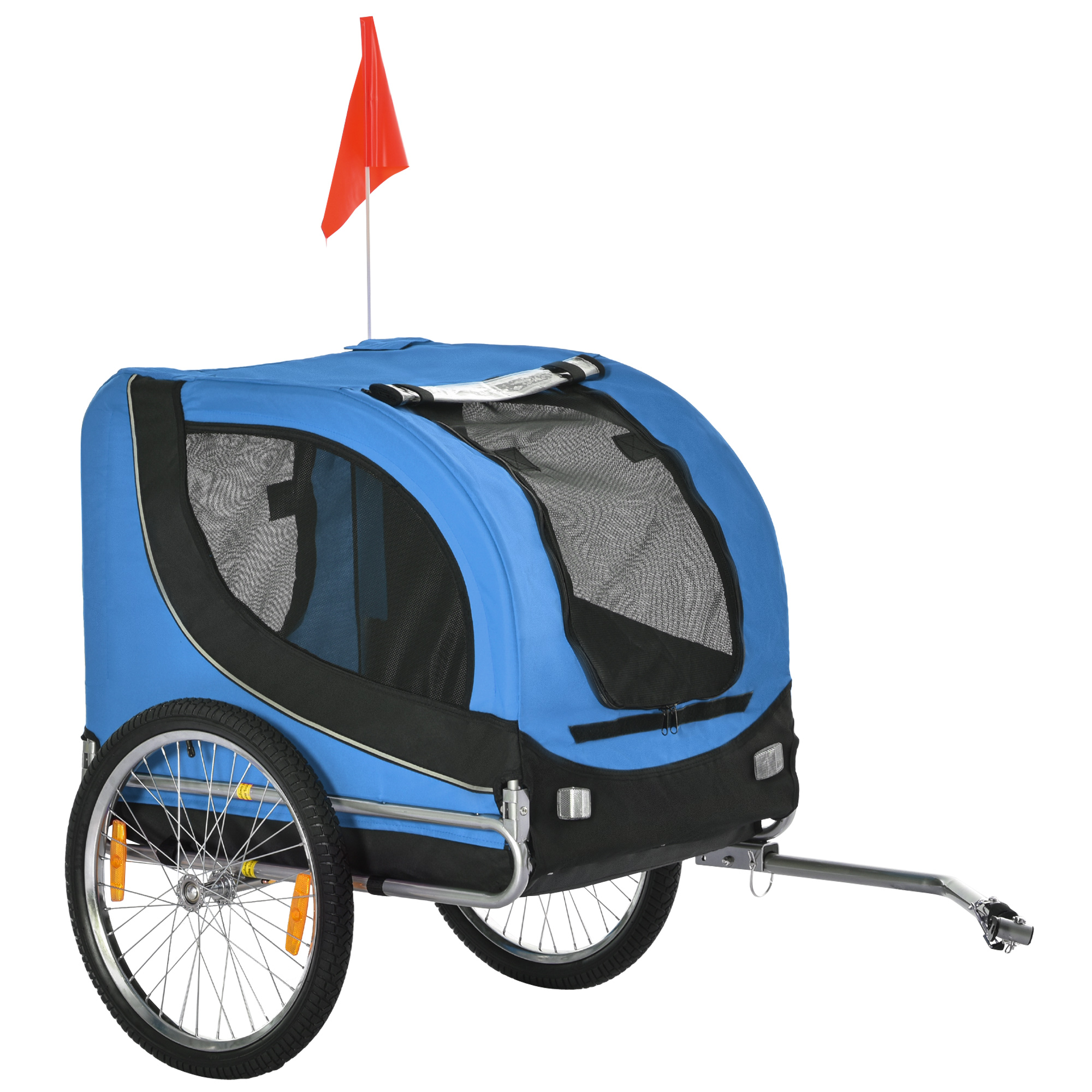 Fahrradanhänger bis 20kg Universalkupplung Sicherheitsanker Reflektor Stahl Blau+Schwarz Fahrradanhänger bis 20kg Universalkupplung Sicherheitsanker Reflektor Stahl Blau+Schwarz
