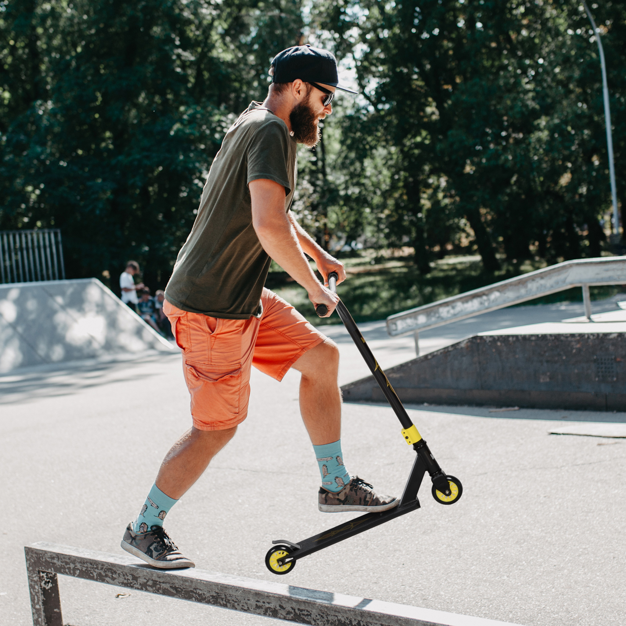Pro Stunt-Scooter, Tretroller für Freestyle Tricks, Aluminium, Metall, Kunstleder, für Kinder und Erwachsene, Gold