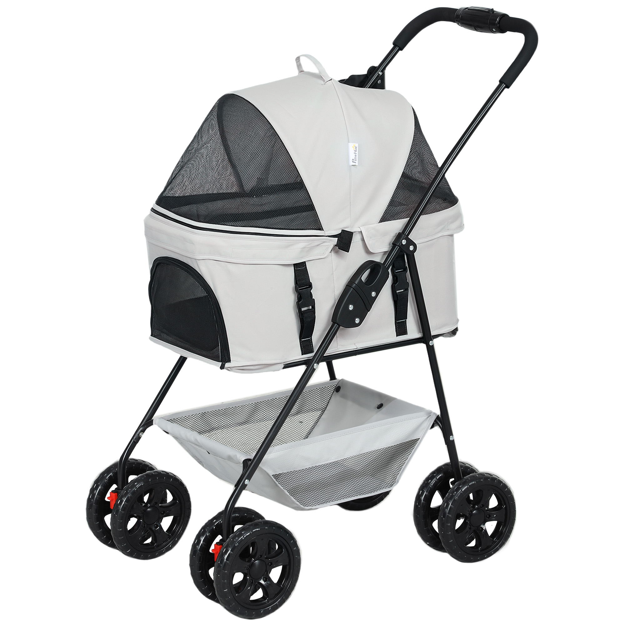 3-in-1-Haustierkinderwagen, zusammenklappbarer Hundewagen mit 4 Rädern und abnehmbarer Trage für Hunde und Katzen, Grau 3-in-1-Haustierkinderwagen, zusammenklappbarer Hundewagen mit 4 Rädern und abnehmbarer Trage für Hunde und Katzen, Grau