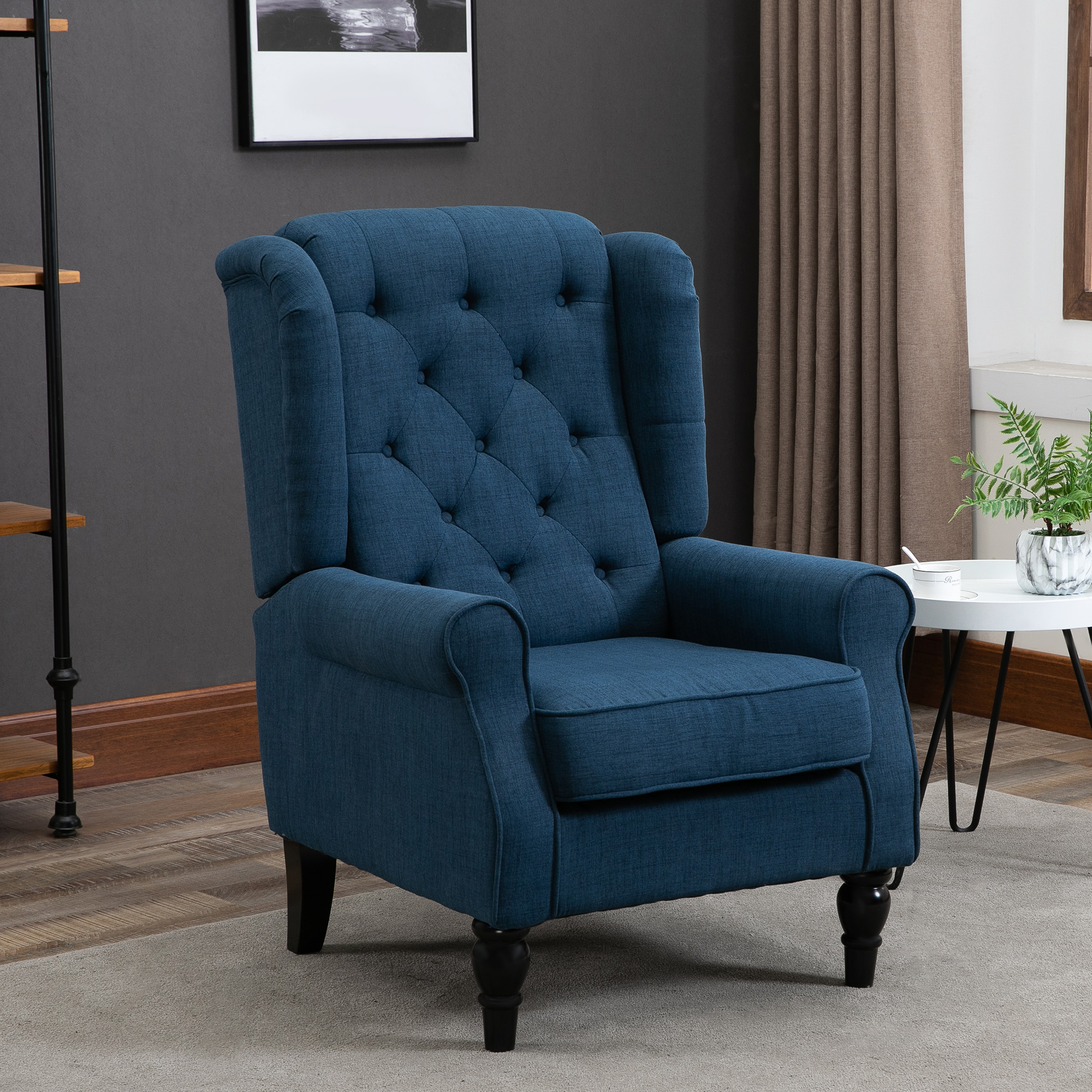 eleganter Ohrensessel, dick gepolstert, abnehmbarer Bezug, 74 x 86 x 102 cm, Blau