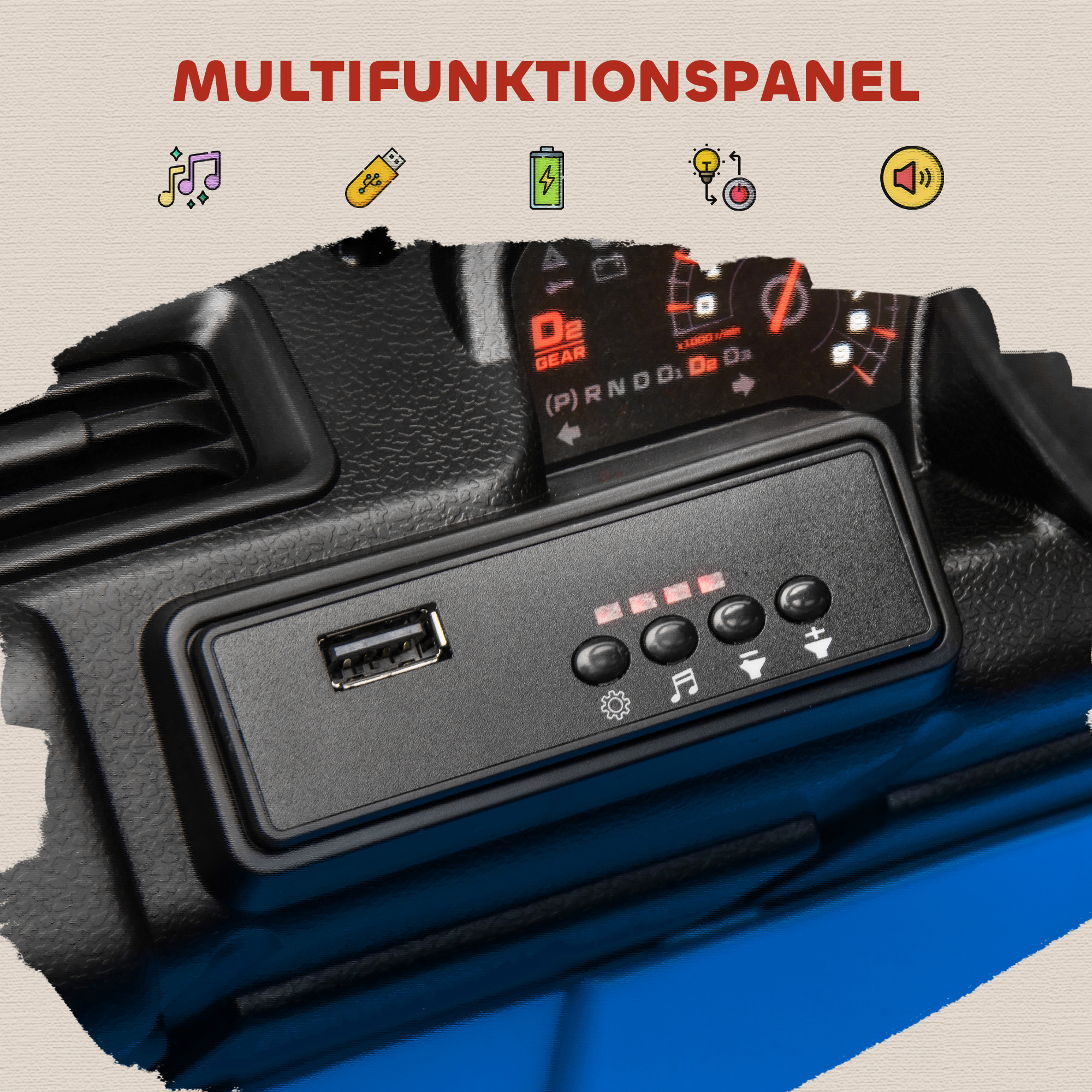 12V Kinderauto, mit Anhänger, LED-Lichtern, Musik und Hupe, für Kinder im Alter von 3-8 Jahren, Hellblau