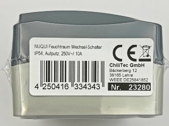 NUQUI Feuchtraum Wechsel-Schalter, IP54, Aufputz, 250V~/ 10A
