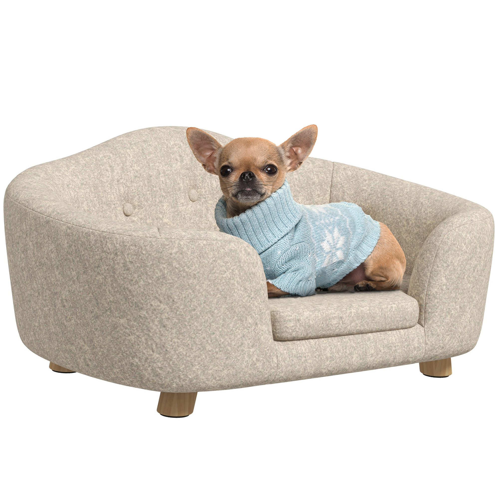 Haustiersofa Hundematte Hundebett Hundesofa Hundecouch Katzen Sofa mit Kissen Rückentasche Plüsch Schaumstoff Kiefernholz Cremeweiß 70 x 47 x 30 cm Haustiersofa Hundematte Hundebett Hundesofa Hundecouch Katzen Sofa mit Kissen Rückentasche Plüsch Schaumstoff Kiefernholz Cremeweiß 70 x 47 x 30 cm