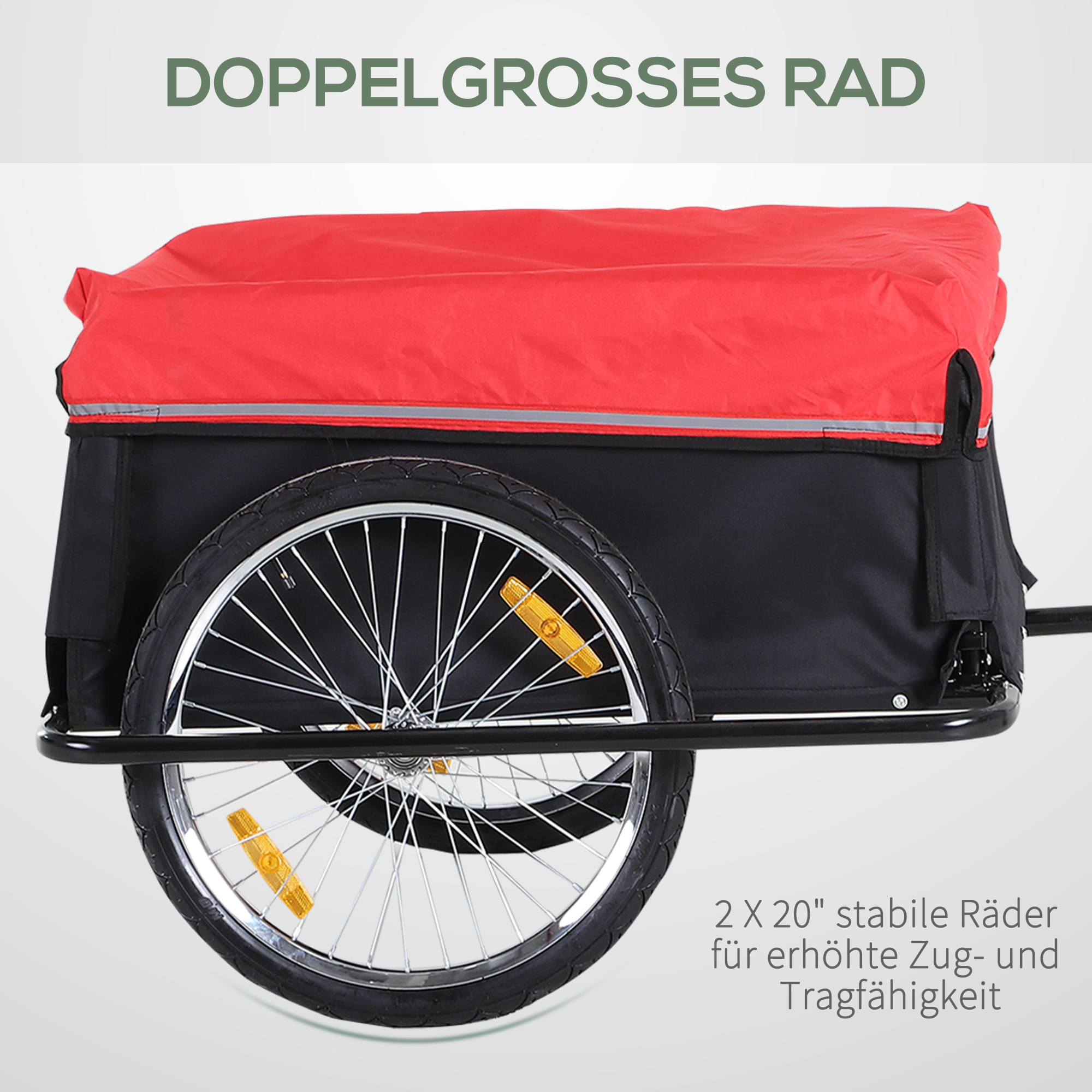 Fahrradanhänger, klappbar Lastenanhänger mit Kupplung,Transportwagen bis 40 kg belastbar, Transportanhänger Anhänger für Fahrrad Handwagen 140 x 88 x 60 cm