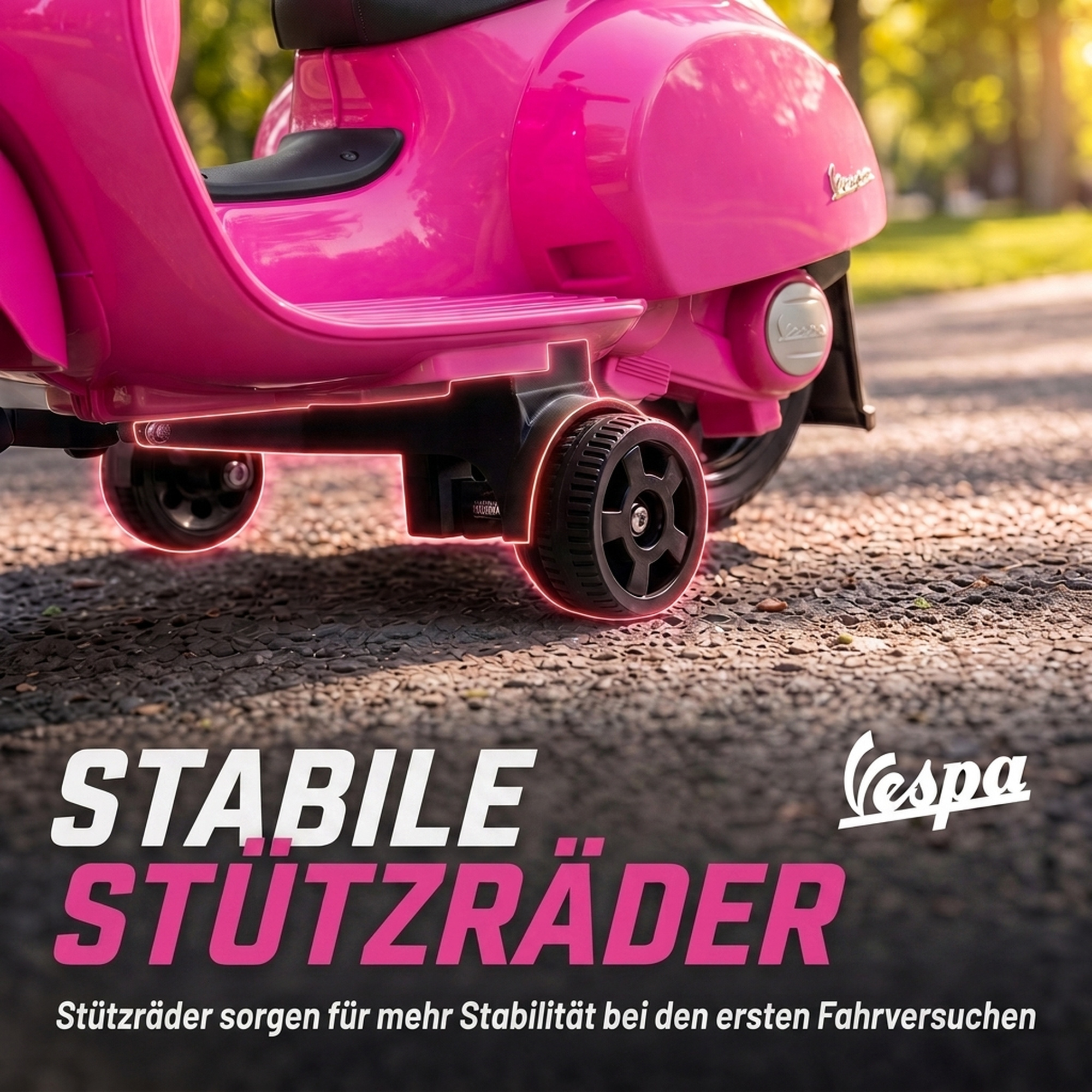Elektro Motorrad Kinder Mini Vespa GTS 6V Elektromotorrad mit Lithium-Akku Ergonomischer Sitz Rückenlehne 1,5-3 Jahren