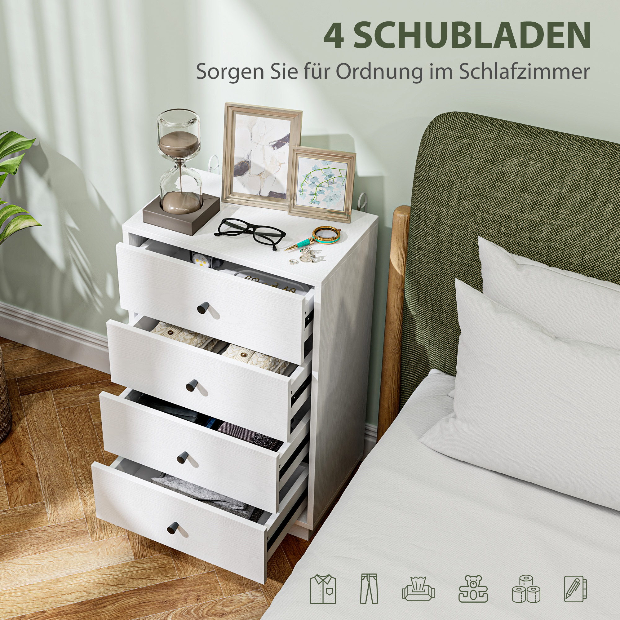 Kommode Sideboard mit 7 Schubladen Schrank aus Holzwerkstoff im Modern Stil 47 x 29 x 75 cm Weiß