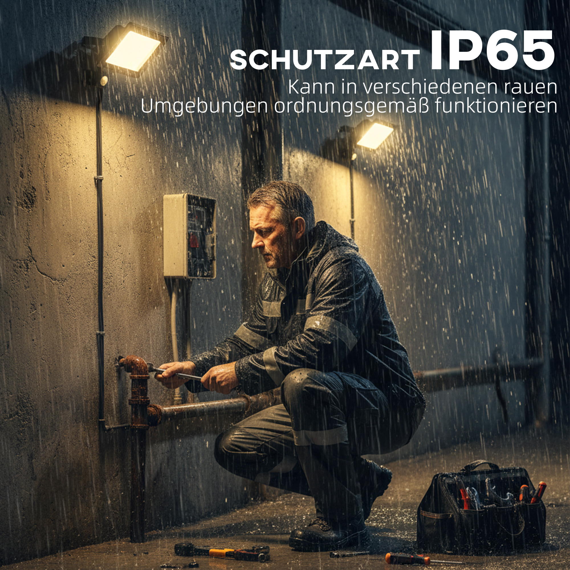 50W Arbeitslampe, verstellbar, 3 Modi, Aluminium, flexibel einsetzbar, Schwarz