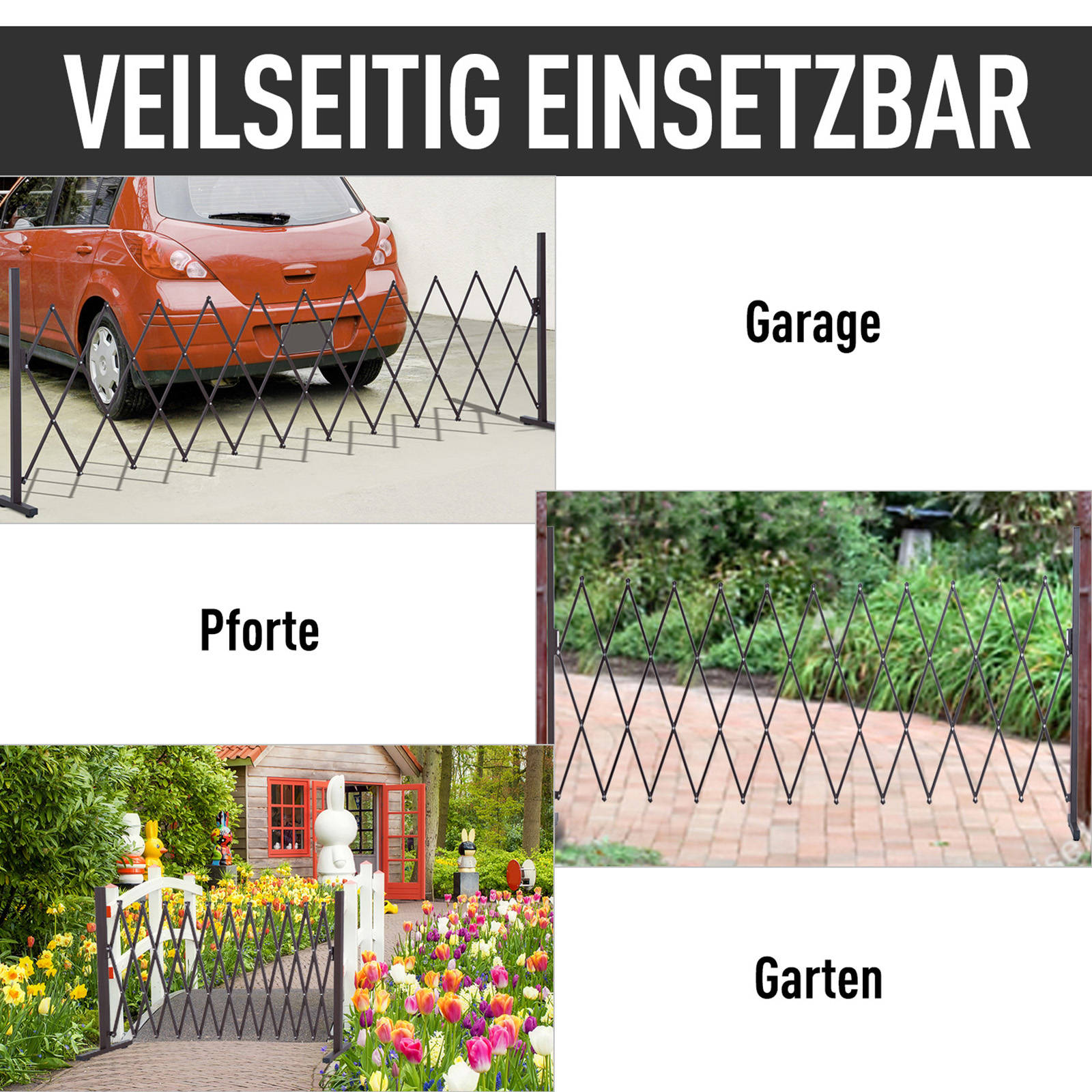 Scherengitter Absperrgitter Scherensperre ausziehbar 35-300cm Garten Alu Braun H103,5cm