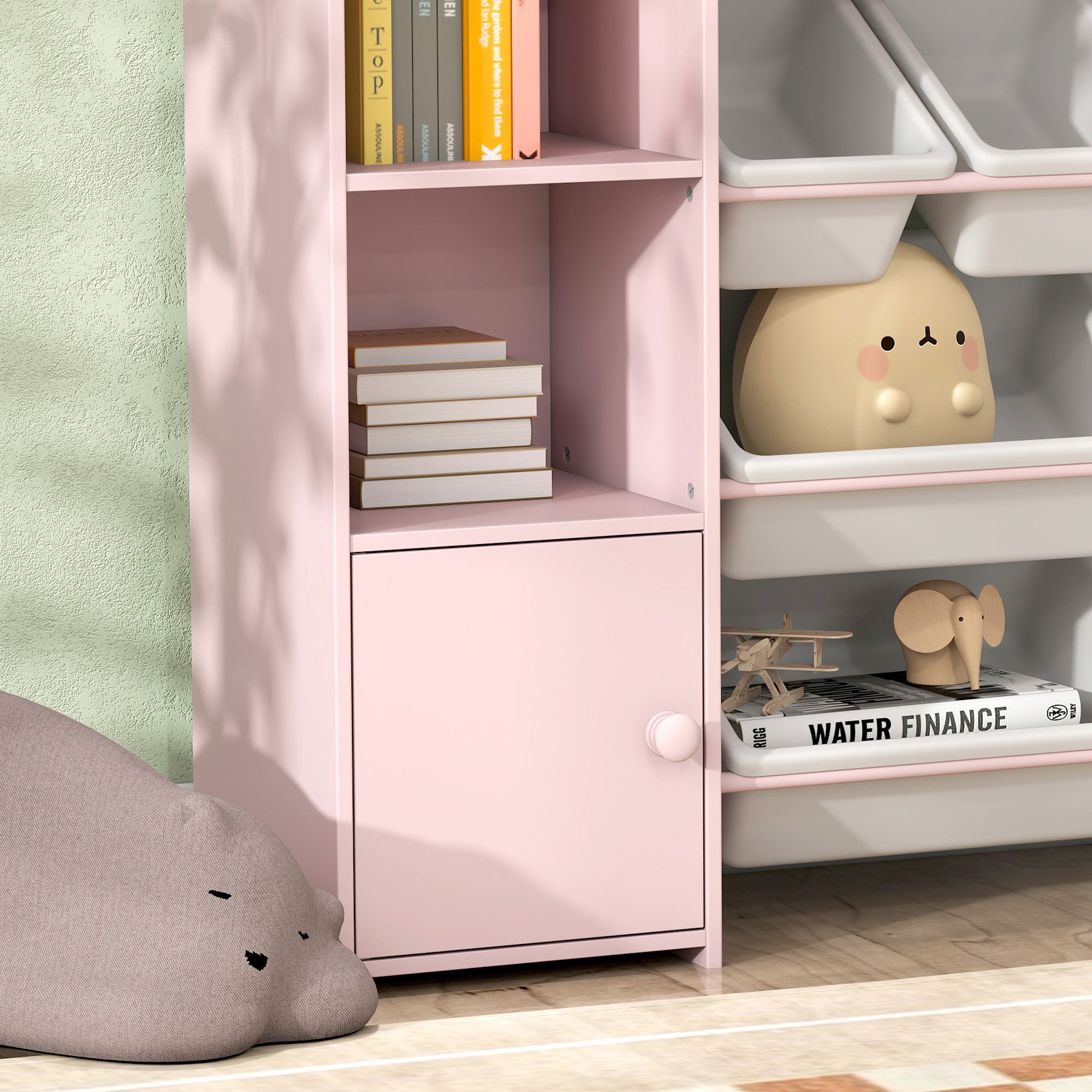 Kinder-Aufbewahrungsregal, Regal für Spielzeug und Bücher, zum übersichtlichen Aufräumen, 8 herausnehmbare Boxen, Rosa