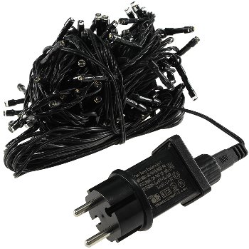 LED Aussen-Lichterkette "CT-ALK100" 10m / warmweiß, Kabel schwarz, IP44, 100 LEDs
