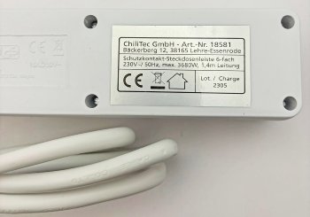 Schutzkontakt-Steckdosenleiste 6-fach, 3500W, 1,4m Kabel, weiß