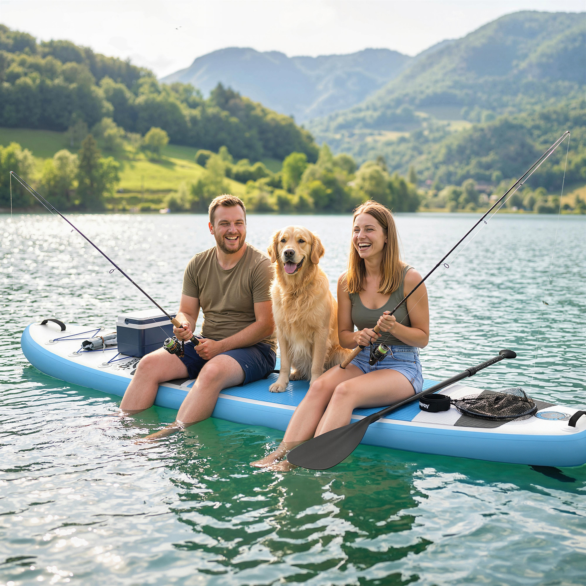 Stand Up Paddling Board Set Aufblasbar 320cm SUP Board mit Verstellbares Paddel Rutschfest EVA-Deck Fußschlaufe Pumpe