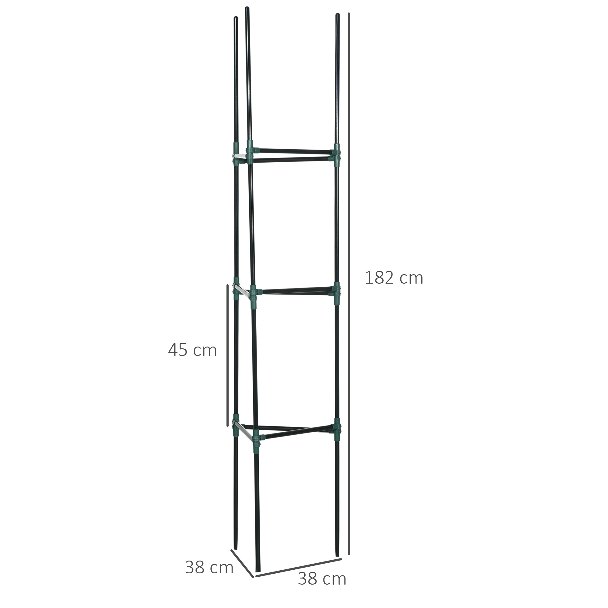Rankhilfe, 3er-Set, Pflanzgitter, modulares Design, für Außen und Innen, Stahl, grün, 38 x 38 x 182 cm