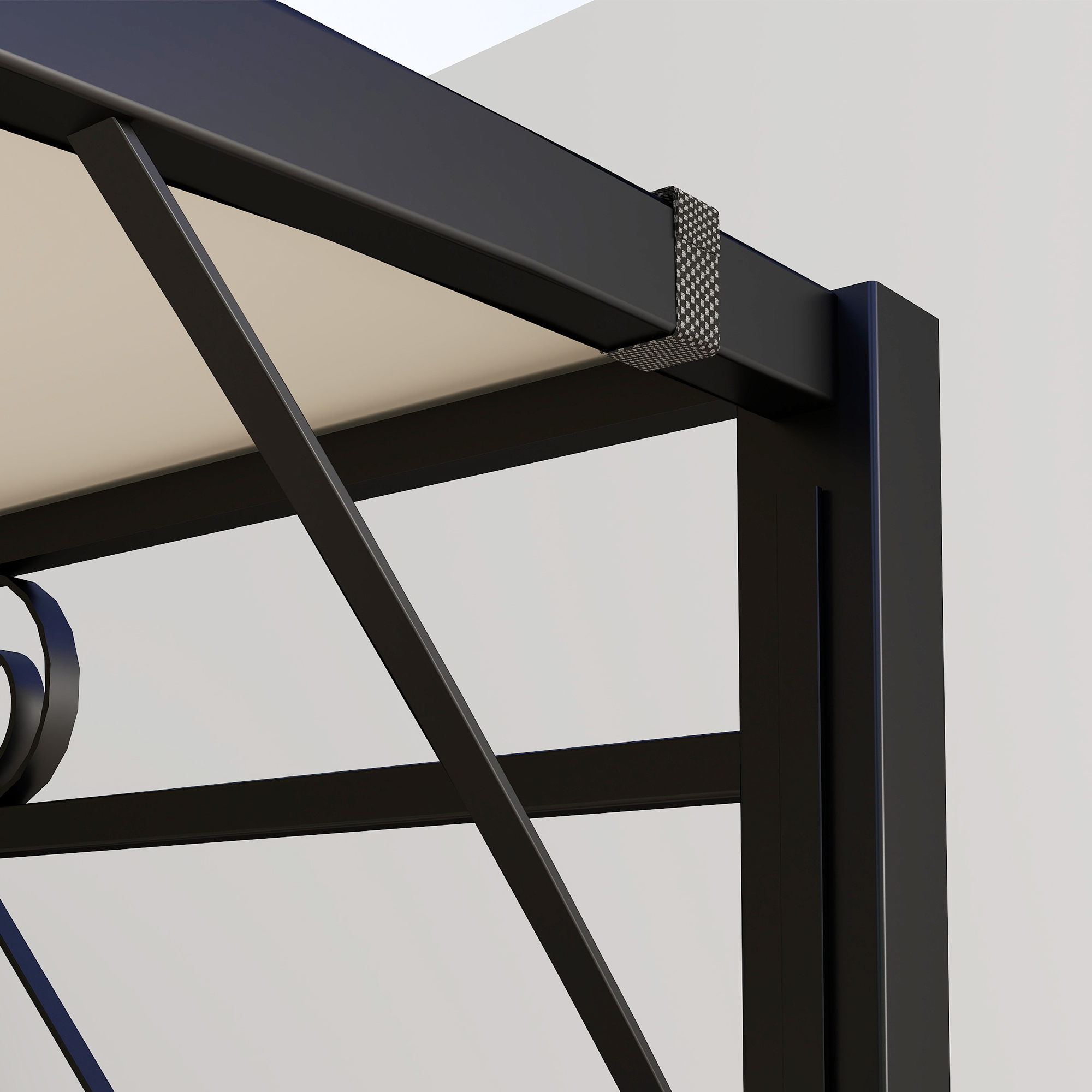 Pavillon mit klappbarer Dacherweiterung wetterfest 3 x 2,5 m Cremeweiß