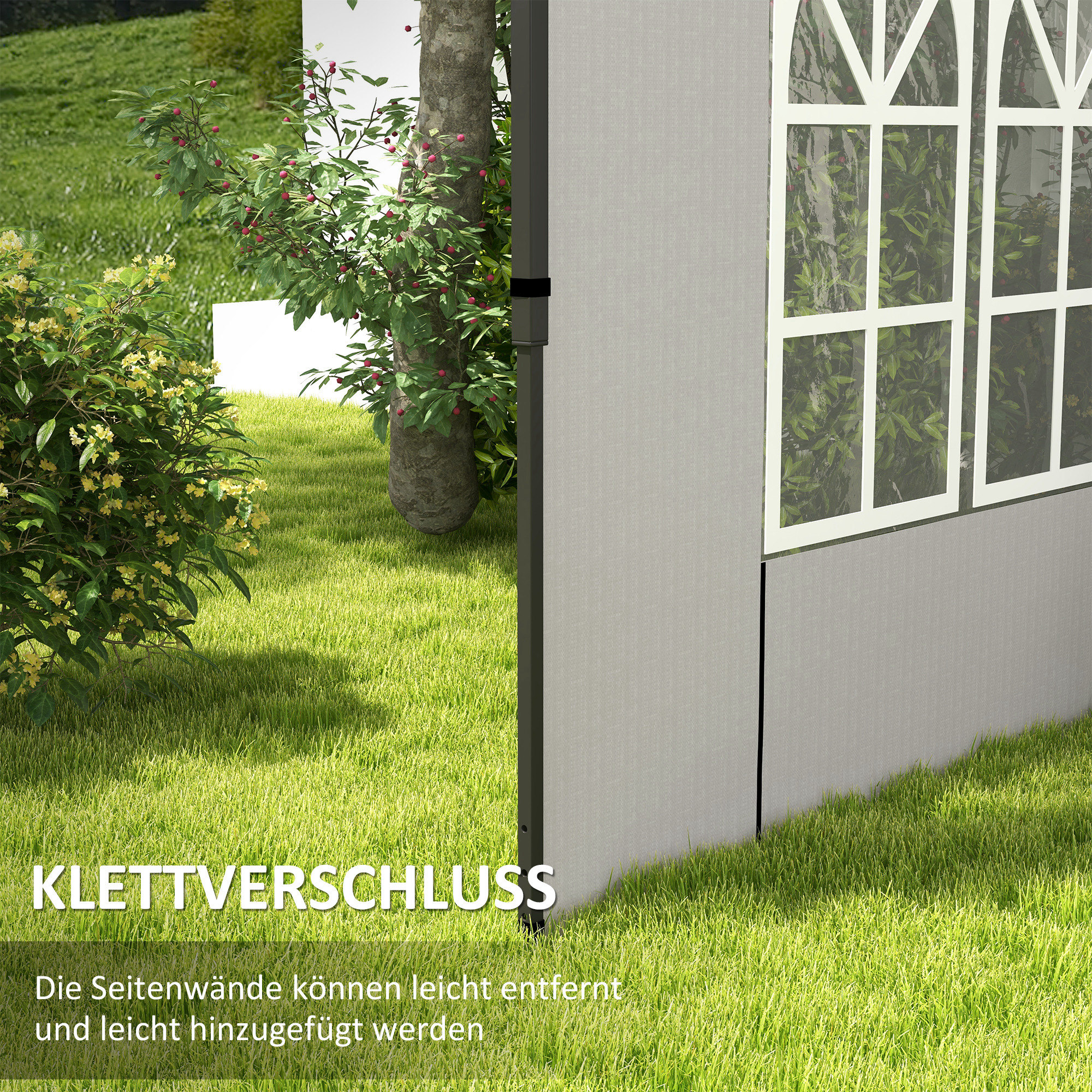 2er Set Seitenwände für Pavillon 3x3 3x6 Wasserdicht Seitenteile mit Fenster Weiß