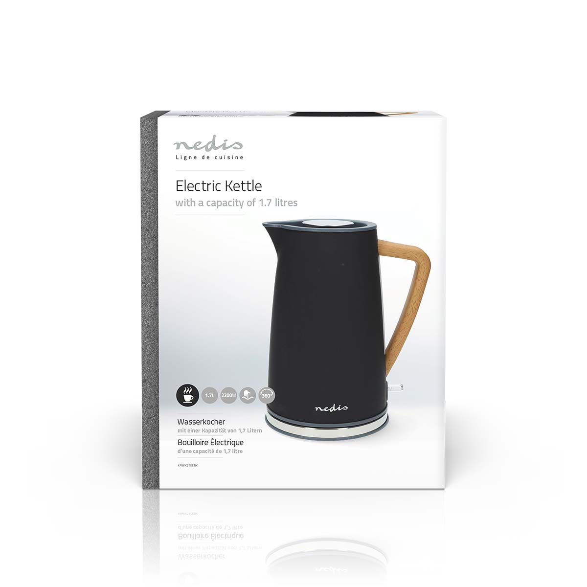 Wasserkocher | 1.7 l | Soft-Touch | schwarz | Um 360 Grad drehbar | Verdecktes Heizelement | Strix Controller | Boil-dry protection