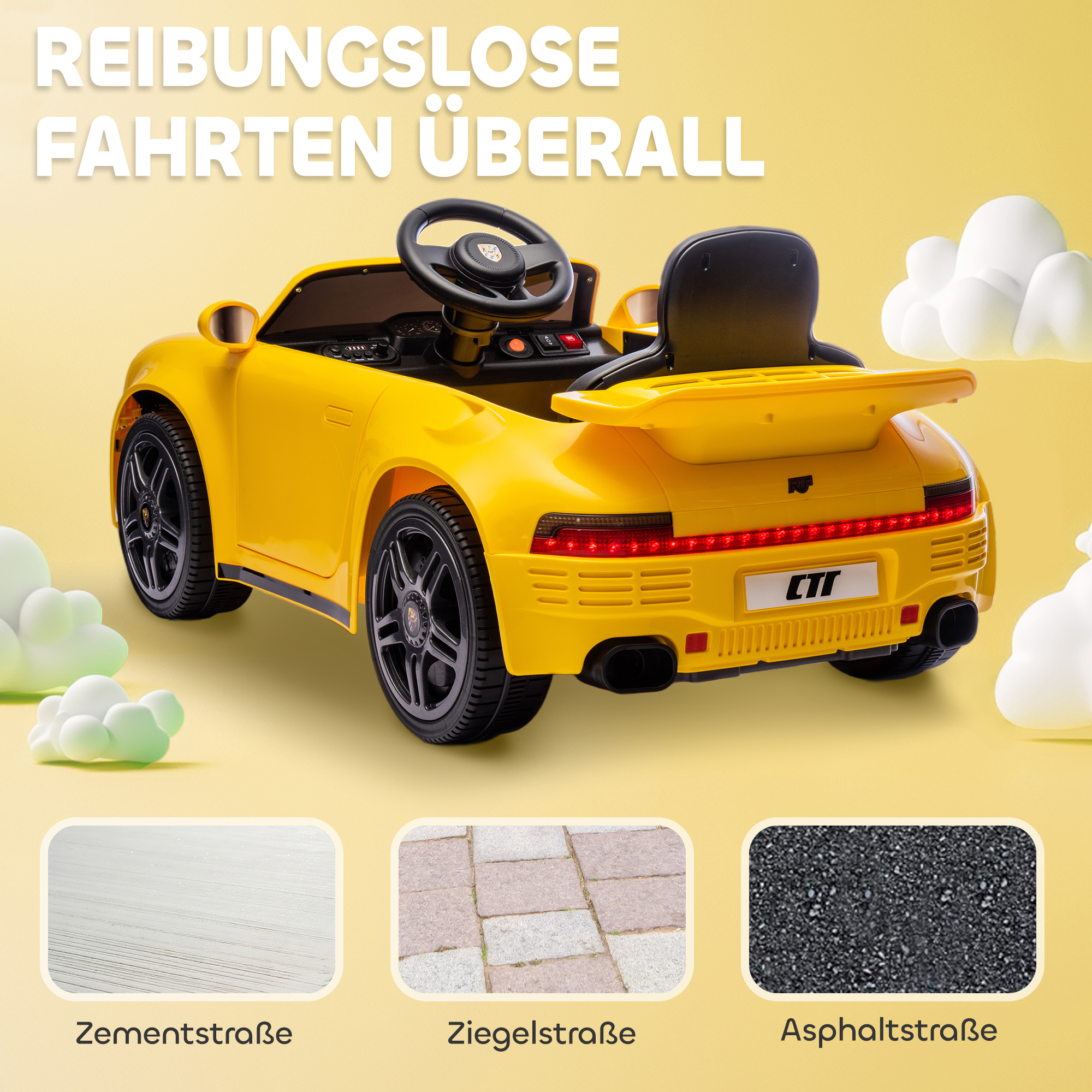 Kinderfahrzeug Porsche 911 RUF CTR Yellowbird, gelb
