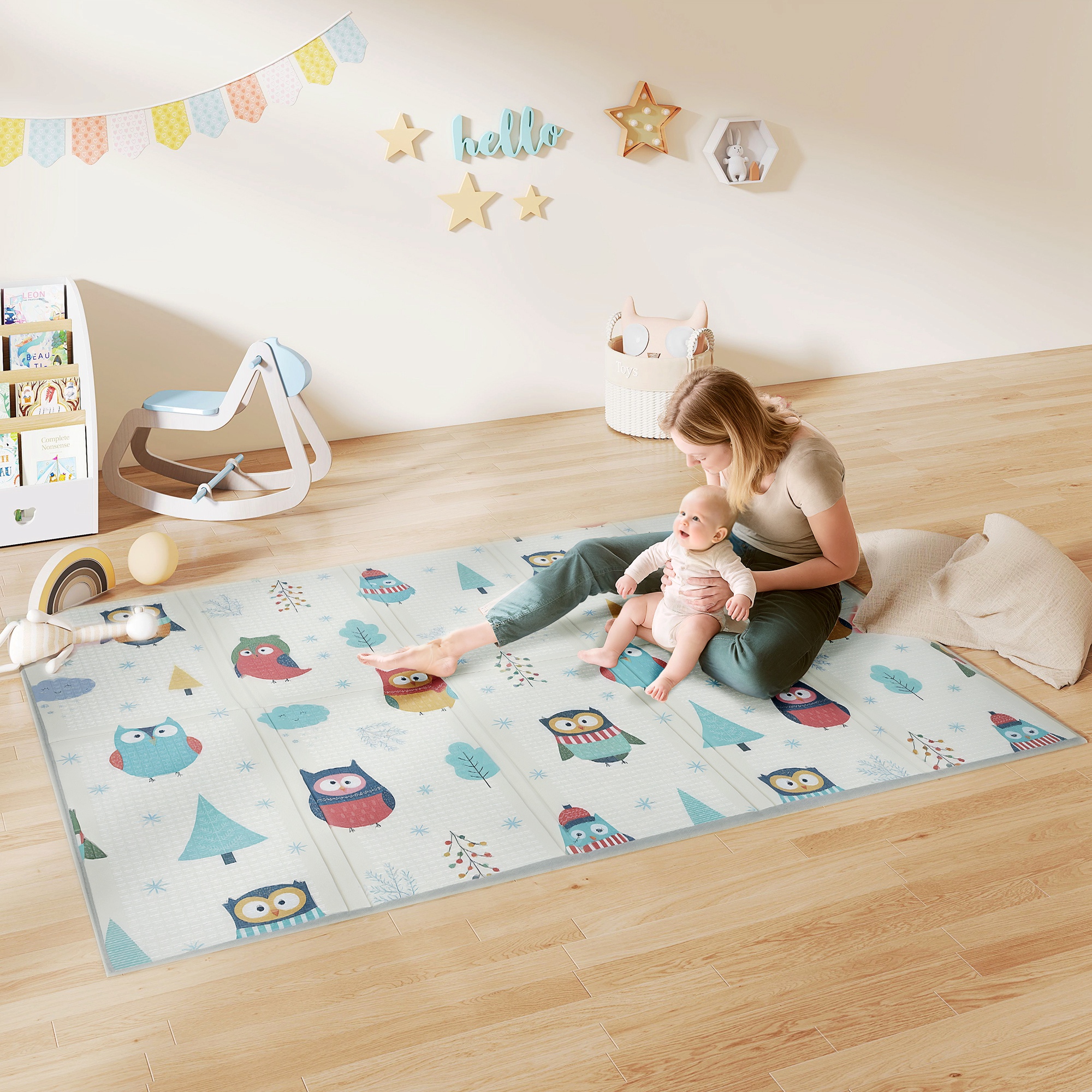 Baby-Spielmatte, Tiermuster, Schaumstoff, 1,5 cm dicke Polsterung, rutschfest