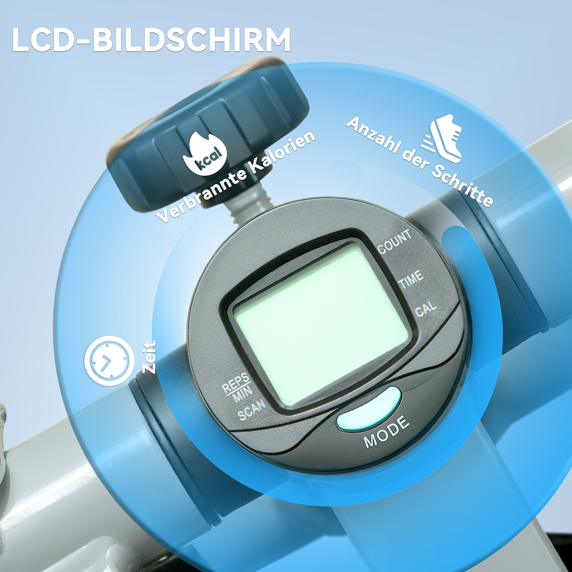 2 in 1 Mini-Stepper für Zuhause mit Power Ropes, LCD-Display Up-Down Swing Stepper 41 x 30,5 x 18,5 cm Grau