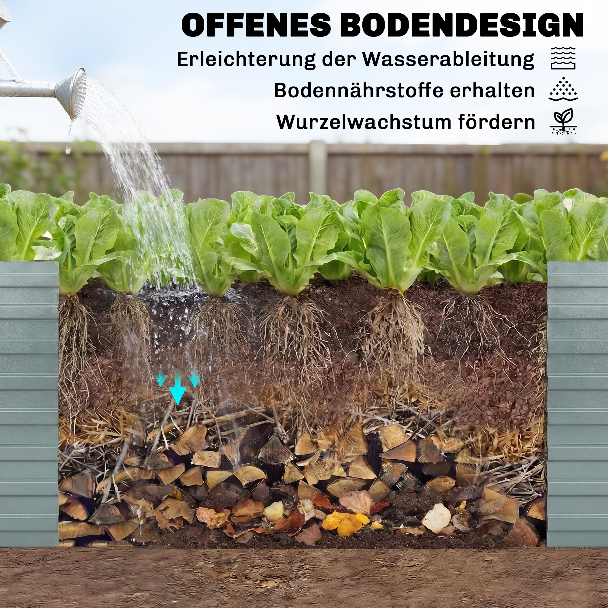 Set aus 2 verzinkten Hochbeeten, 180 x 90 x 60 cm Metall-Hochbeete mit sicherer Kante, Silber