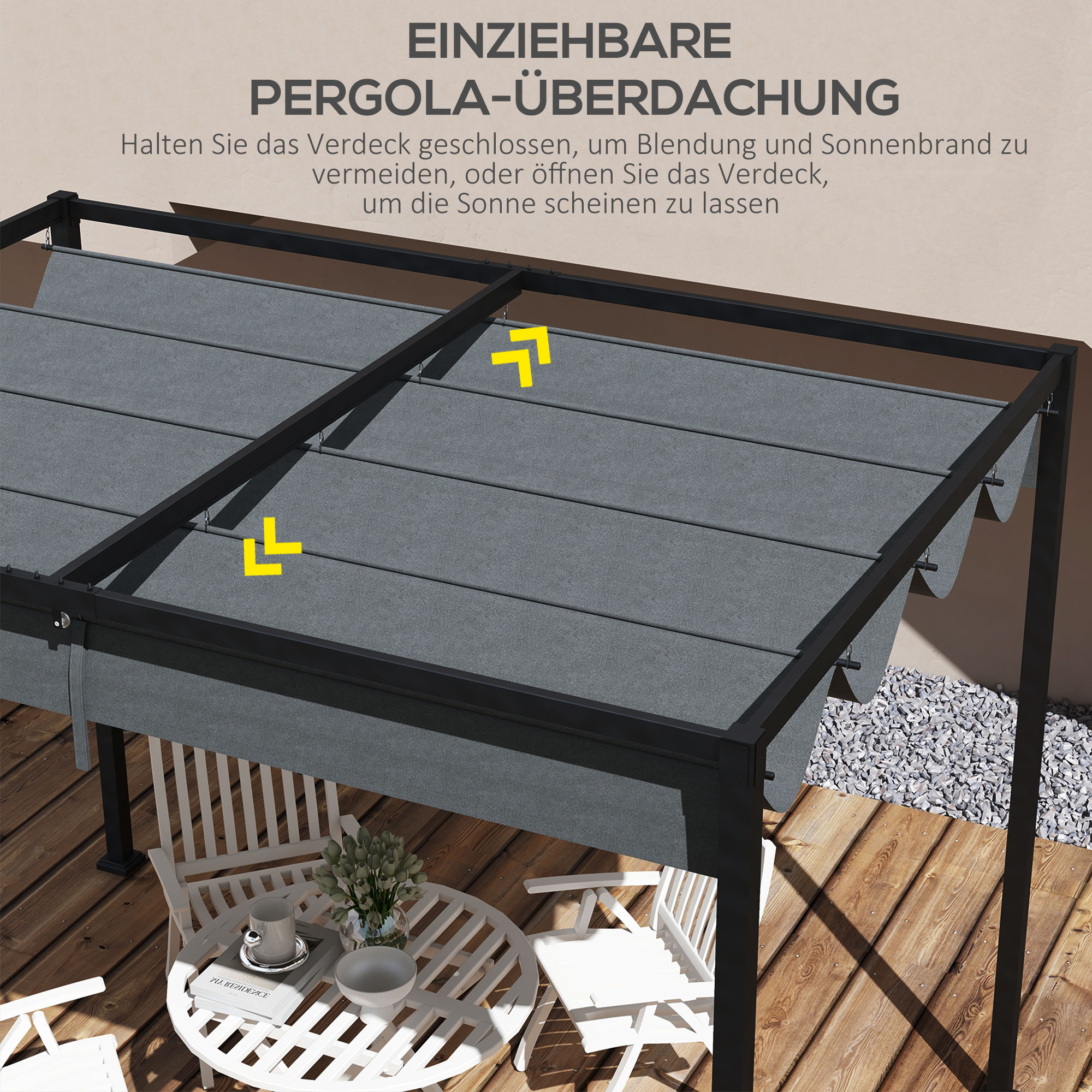 Ersatzdach für 2,85 x 2 m Gartenpavillon, ausziehbar, einfache Montage, Polyester, Dunkelgrau
