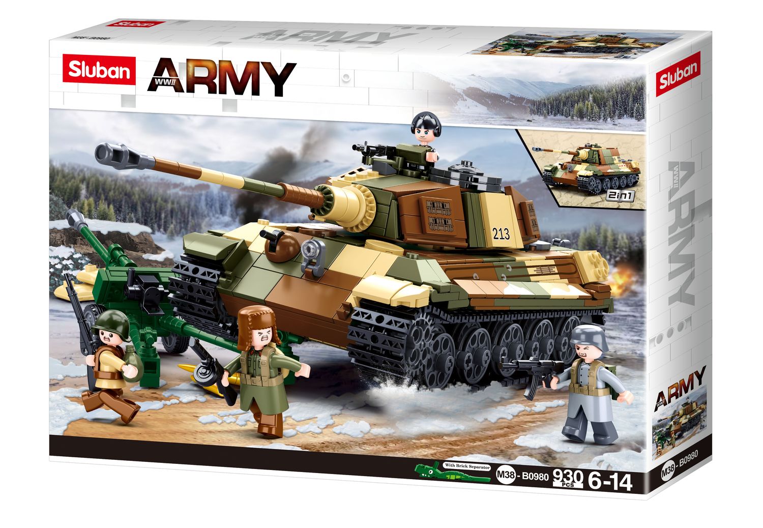 Sluban M38-B0980 - Army Battle of Budapest - Großer Deutsche Panzer 2in1