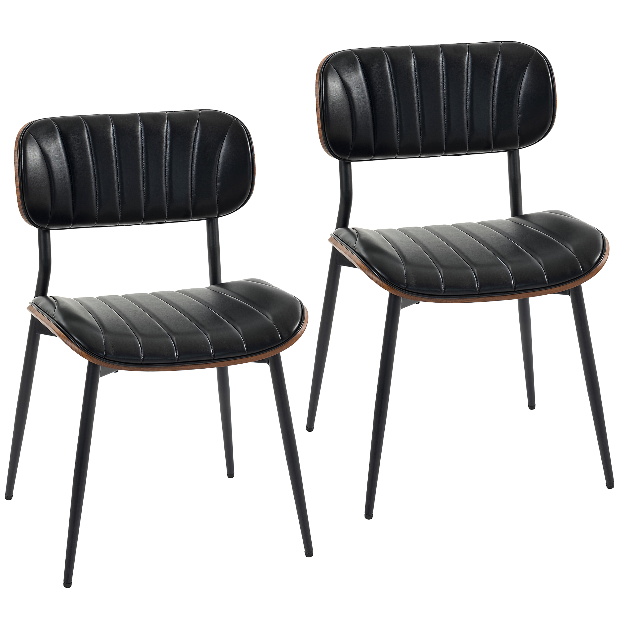 Esszimmerstühle 2er Set Küchenstühle Moderne Polsterstuhl mit Sitzfläche aus Kunstleder, Geschwungener Rückenlehne