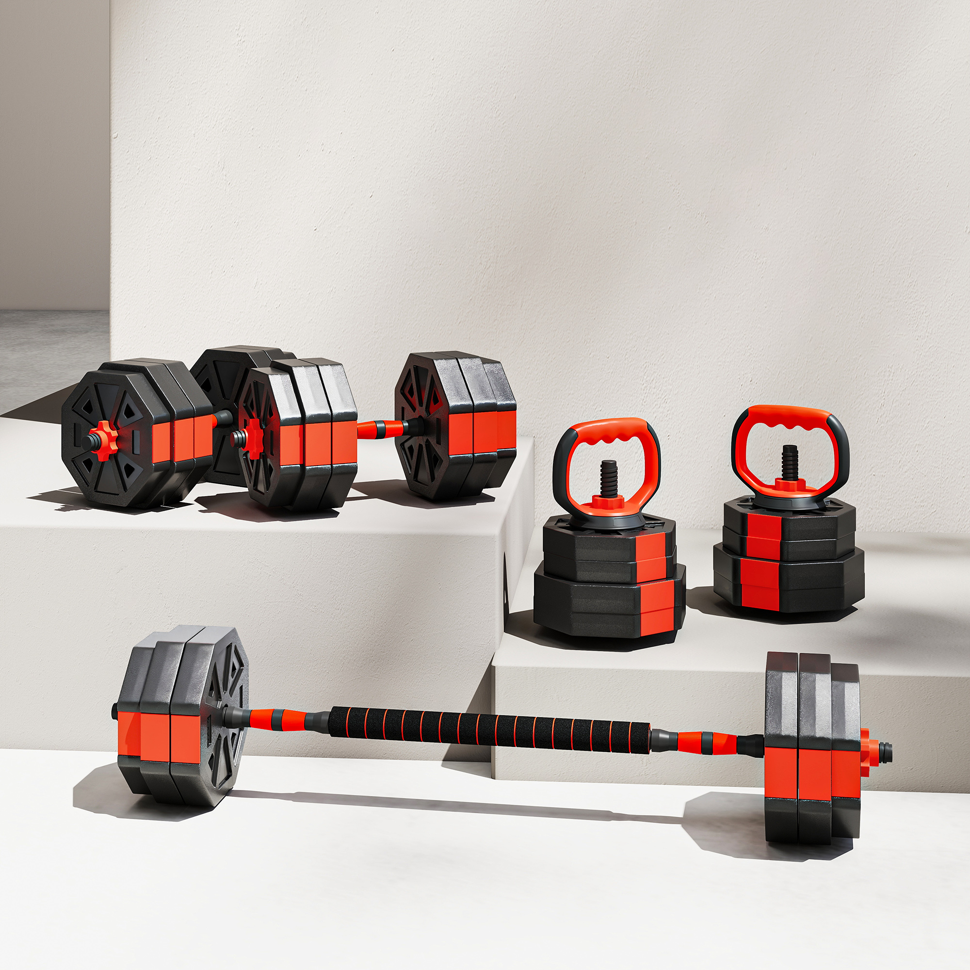 6-in-1 Hantelset Kurzhantel Set Kurzhanteln Langhanteln verstellbar 30 KG für Krafttraining Zuhause