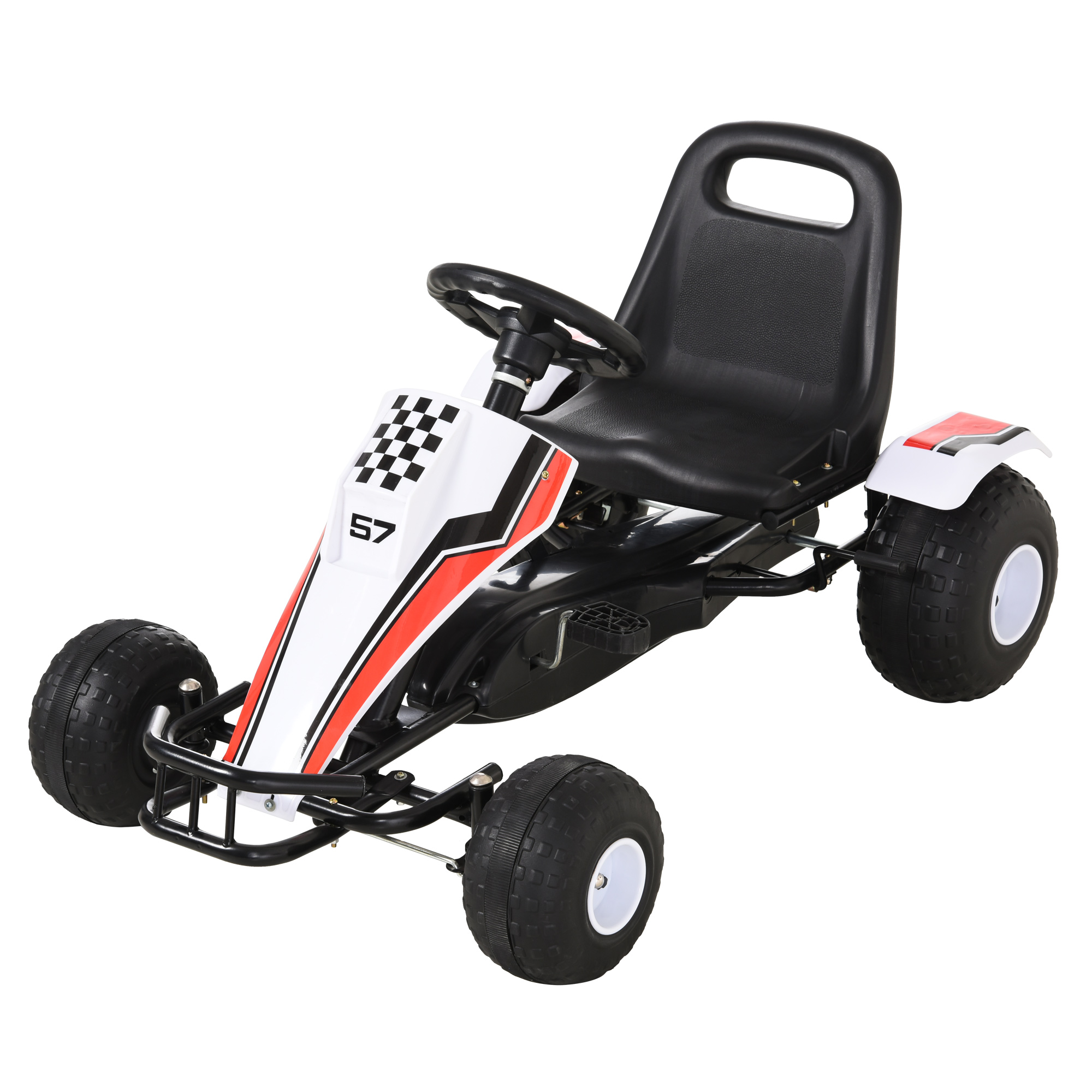 Go Kart Kinderfahrzeug Tretauto mit Pedal Bremsen Kinderspielzeug für 3-6 Jahre Stahl Weiß 104 x 66 x 57 cm Go Kart Kinderfahrzeug Tretauto mit Pedal Bremsen Kinderspielzeug für 3-6 Jahre Stahl Weiß 104 x 66 x 57 cm