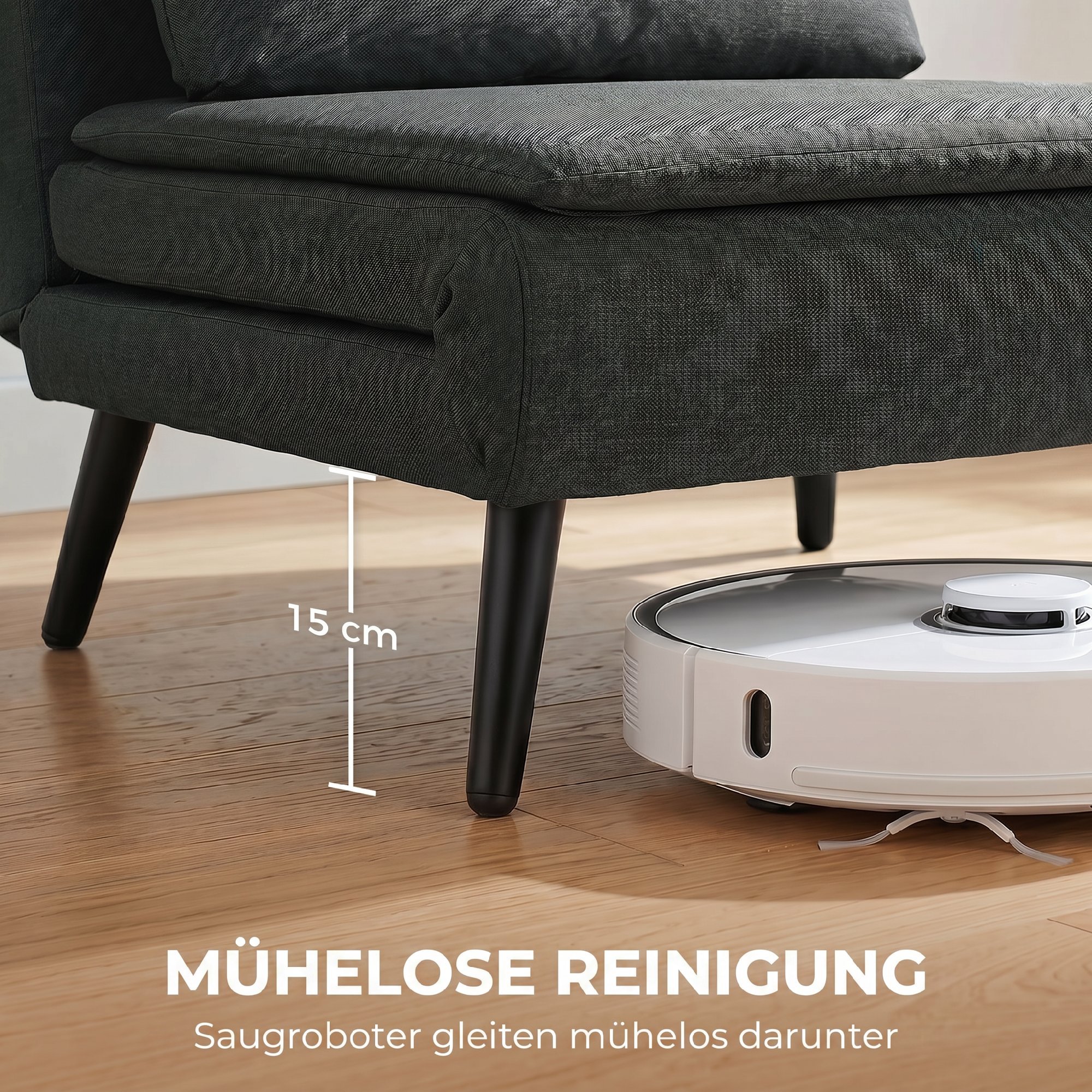Schlafsessel, 3-in-1 Klappbarer Leinen-Schlafsessel mit verstellbarer Rückenlehne, S-Federn, Metallbeinen, Dunkelgrau