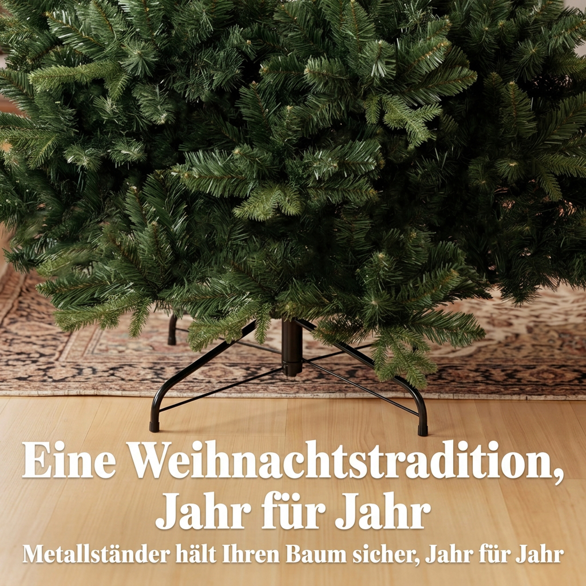 künstlicher Weihnachtsbaum wie echt Spritzguss Tannenbaum mit 1237 Spitzen und Metallständer 180 cm Grün