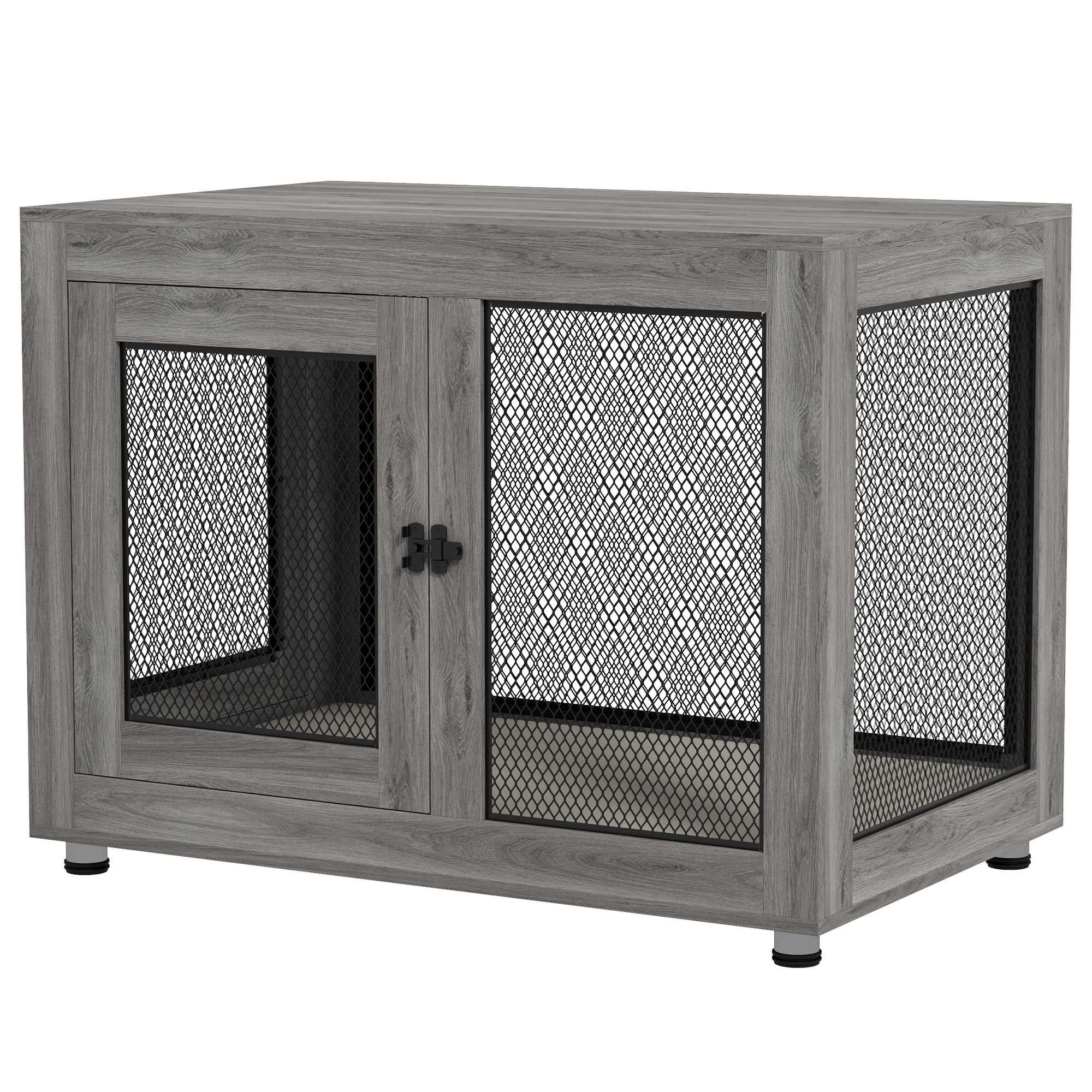 Hundebox, Welpenbox, mit Ablagefläche, wasserabweisendes Kissen, Stahlgitter, verstellbare Füße, 94x60x71,5 cm Hundebox, Welpenbox, mit Ablagefläche, wasserabweisendes Kissen, Stahlgitter, verstellbare Füße, 94x60x71,5 cm