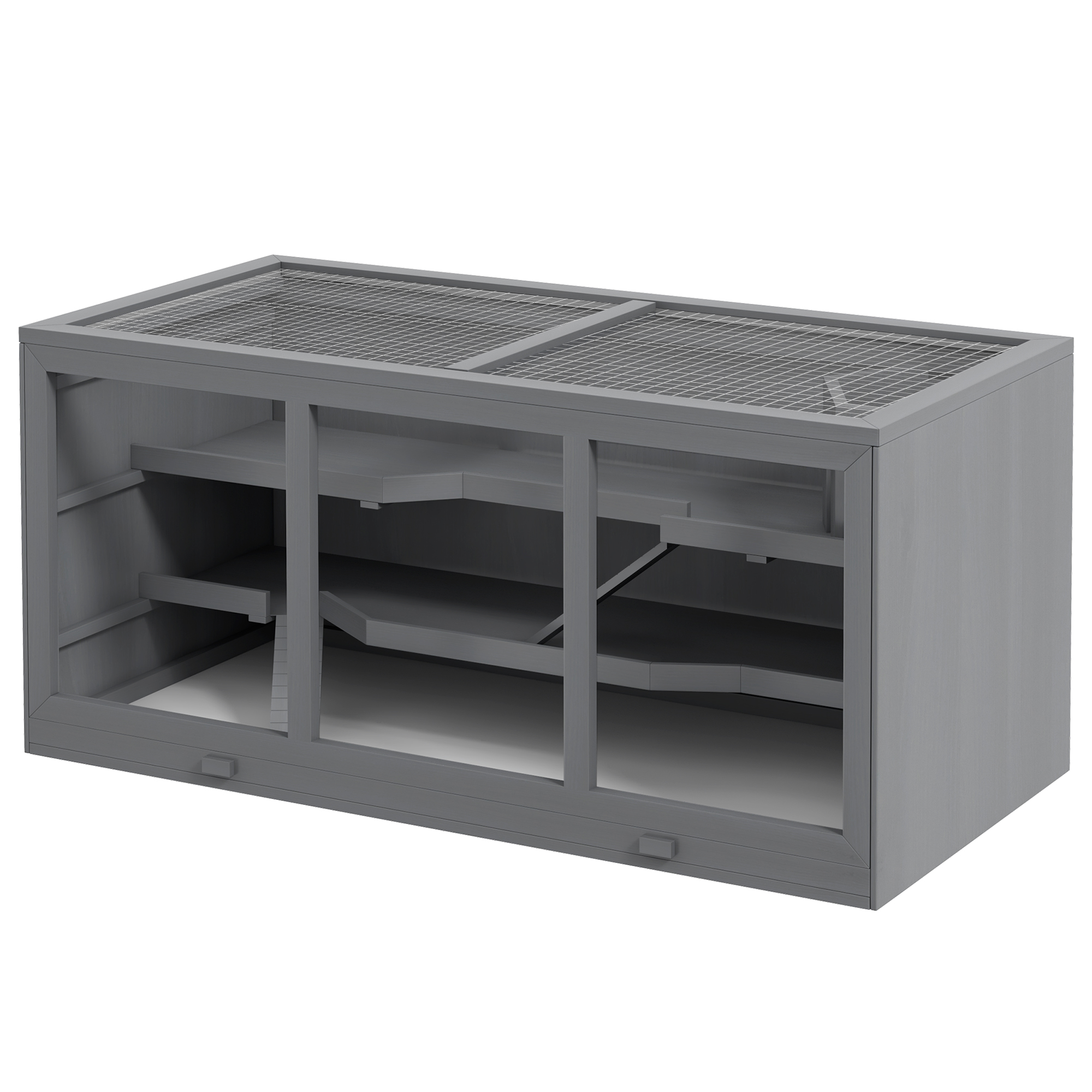 Zwerghamsterkäfig, Nagerkäfig, Kleintierbox, abschließbar, Holz, pflegeleicht, Grau